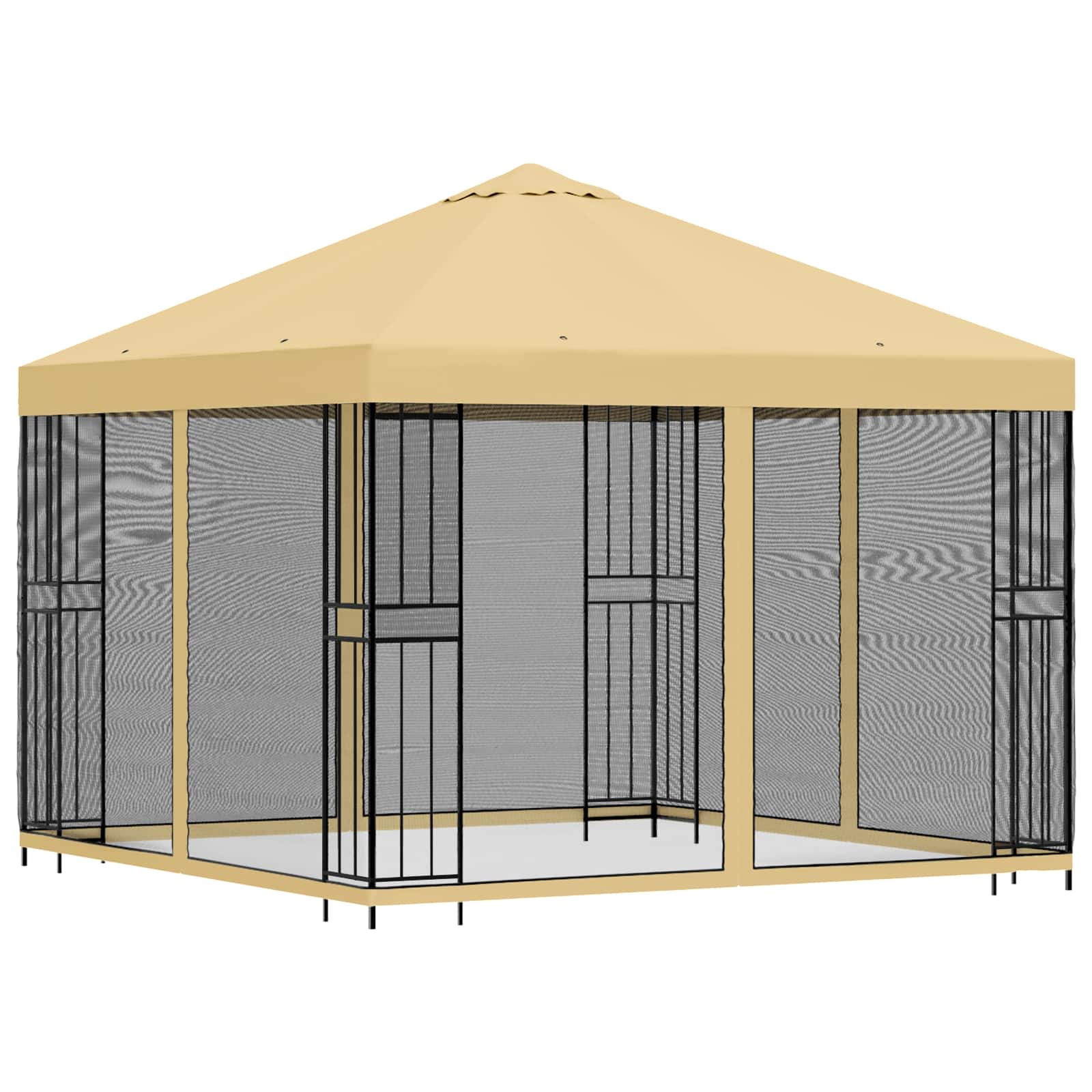 Gazebo da giardino con pareti laterali 3 x 3 m Crema