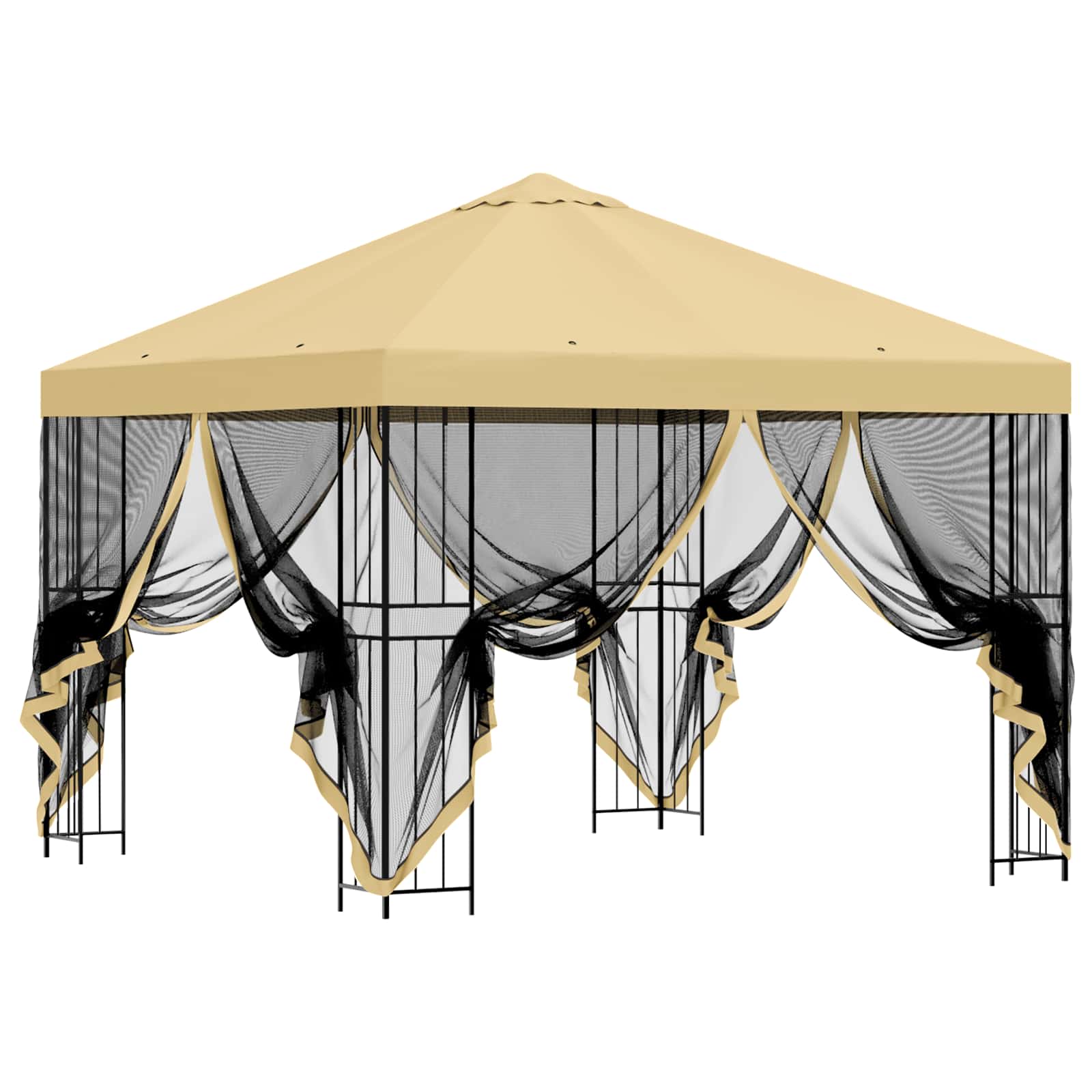 Gazebo da giardino con pareti laterali 3 x 3 m Crema