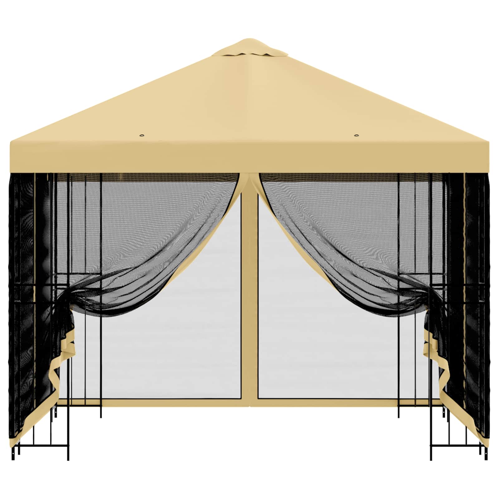 Gazebo da giardino con pareti laterali 3 x 3 m Crema