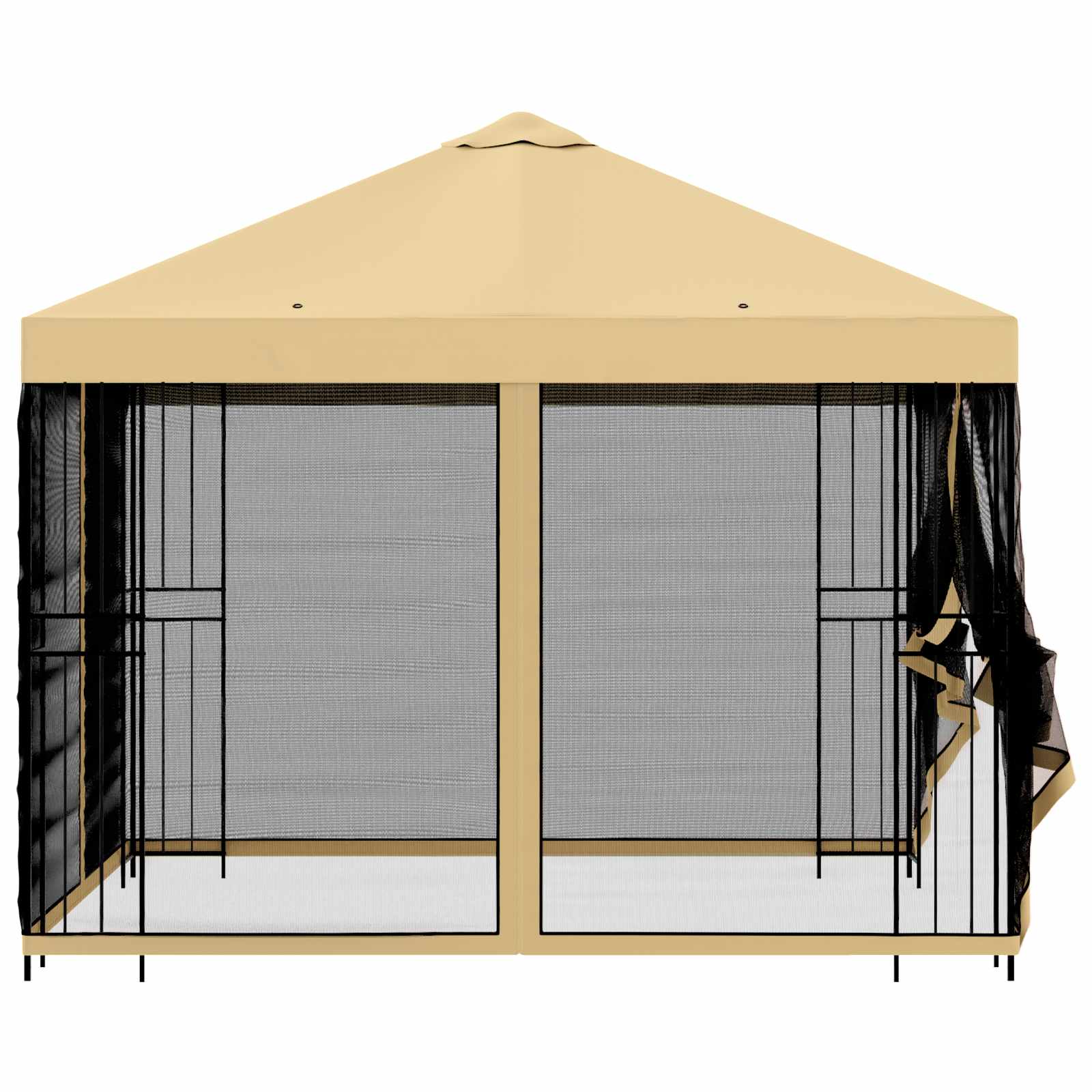 Gazebo da giardino con pareti laterali 3 x 3 m Crema