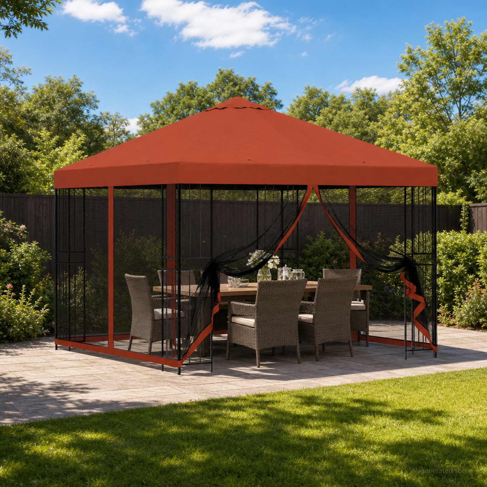 Gazebo da giardino con pareti laterali 3 x 3 m Terracotta