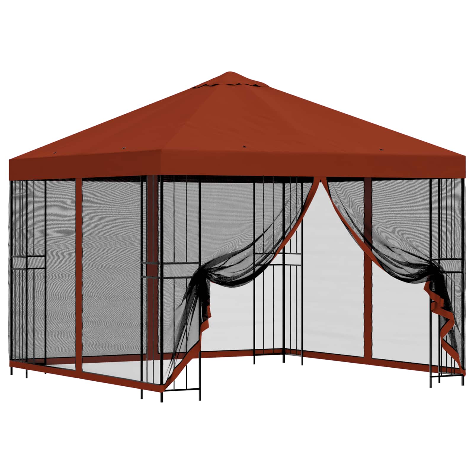Gazebo da giardino con pareti laterali 3 x 3 m Terracotta