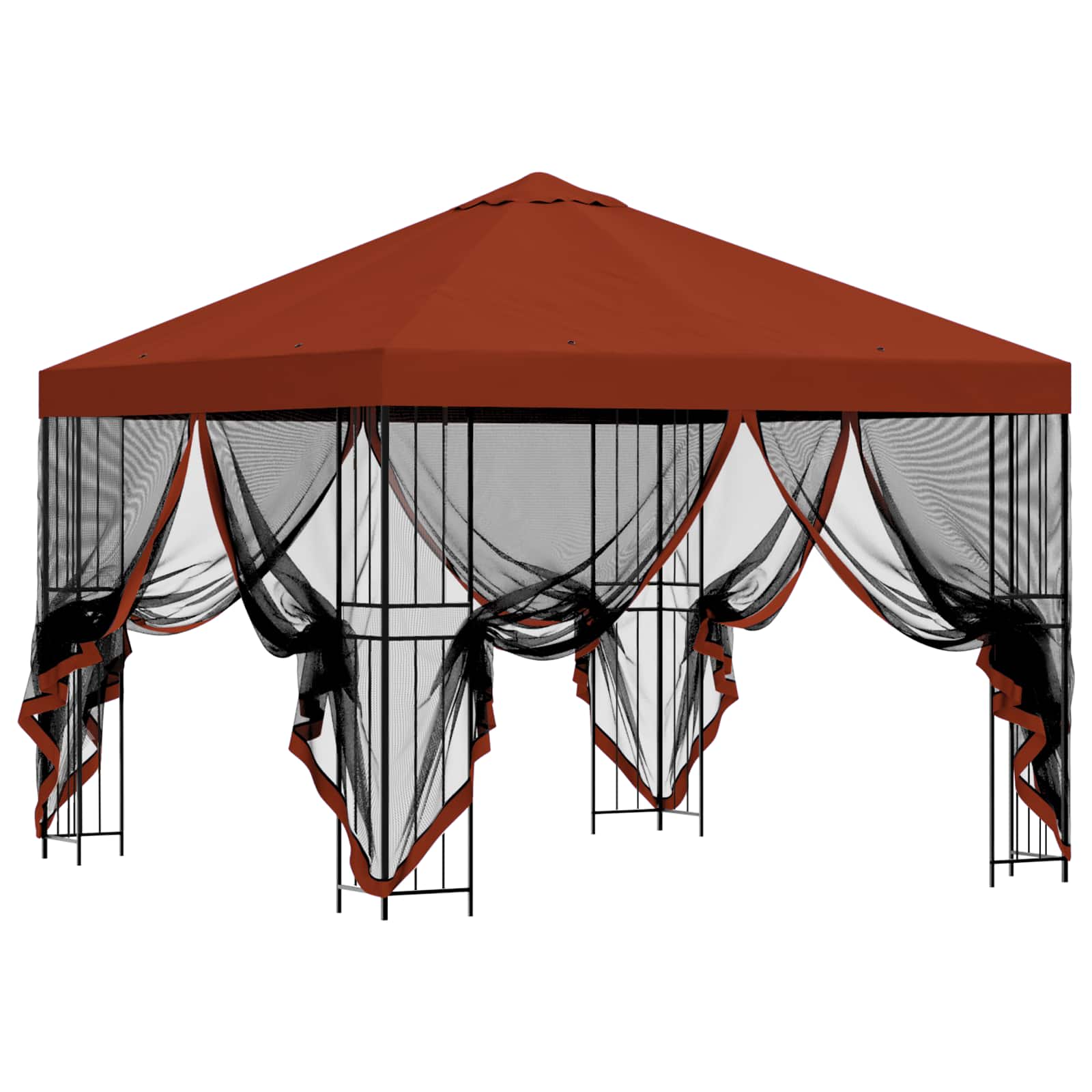 Gazebo da giardino con pareti laterali 3 x 3 m Terracotta