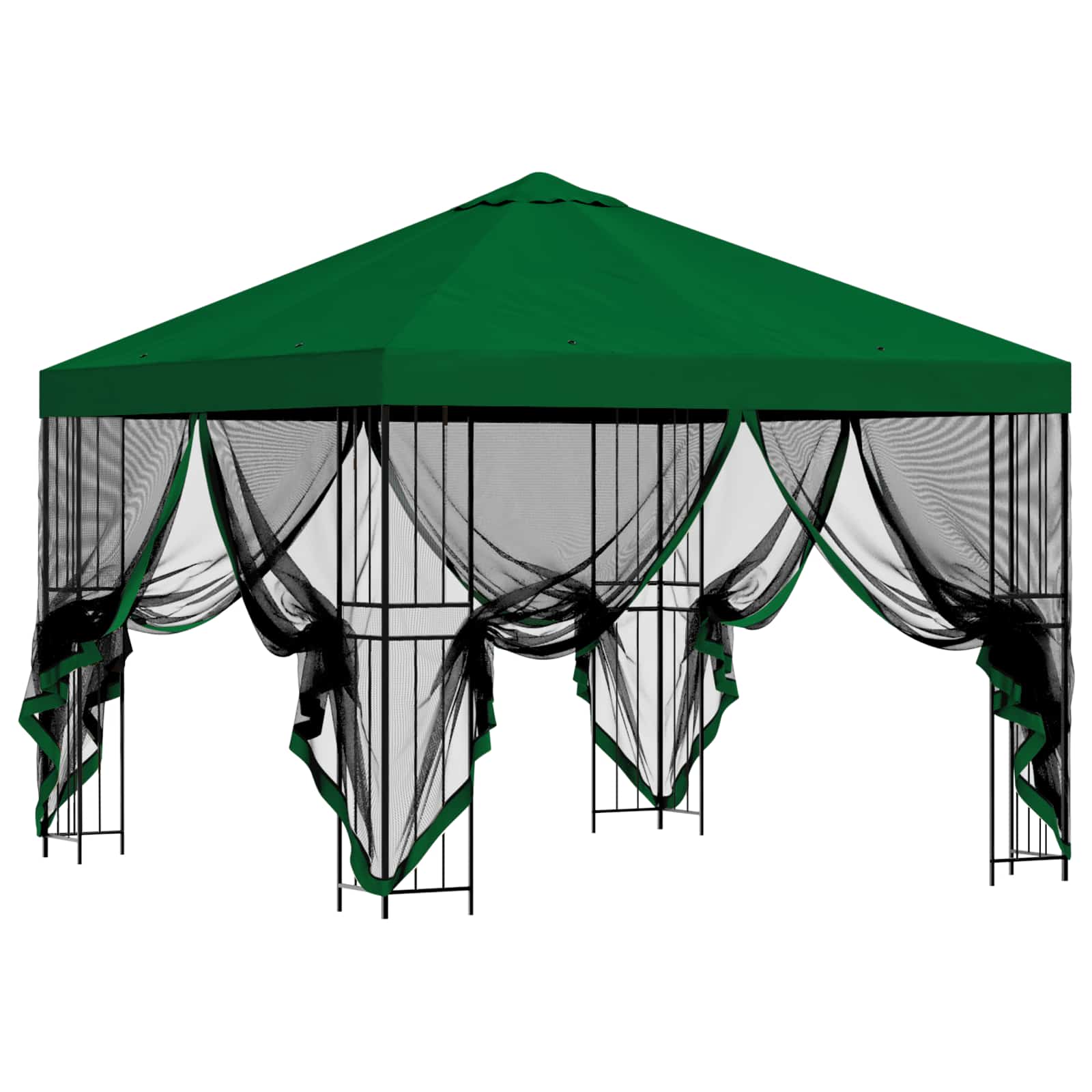 Gazebo da giardino con pareti laterali 3 x 3 m Verde