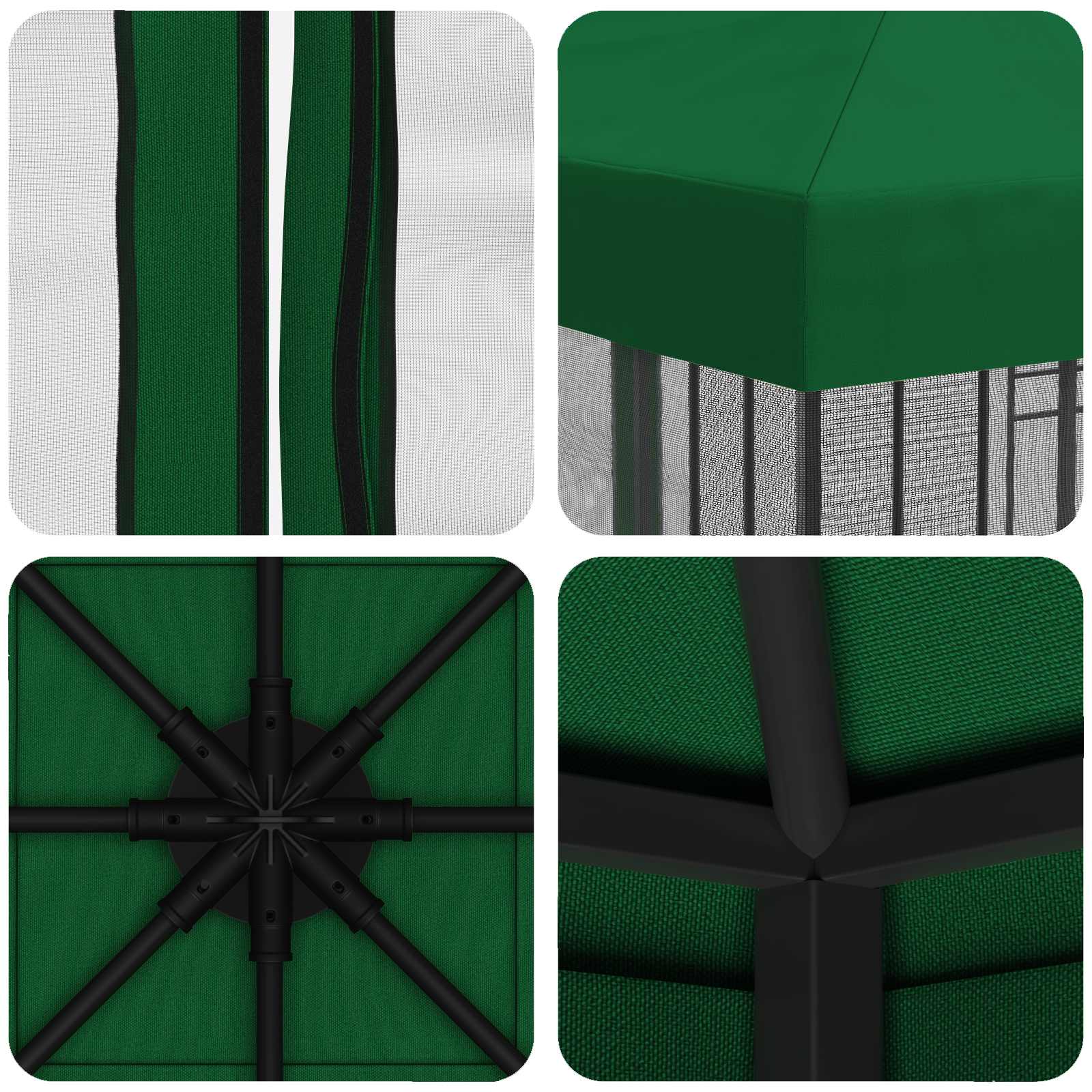 Gazebo da giardino con pareti laterali 3 x 3 m Verde