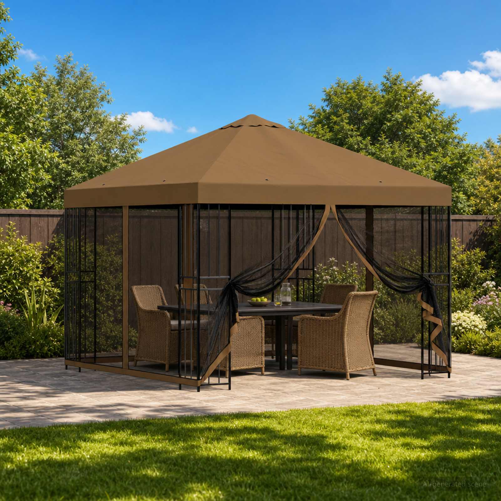 Gazebo da giardino con pareti laterali 3 x 3 m Tortora