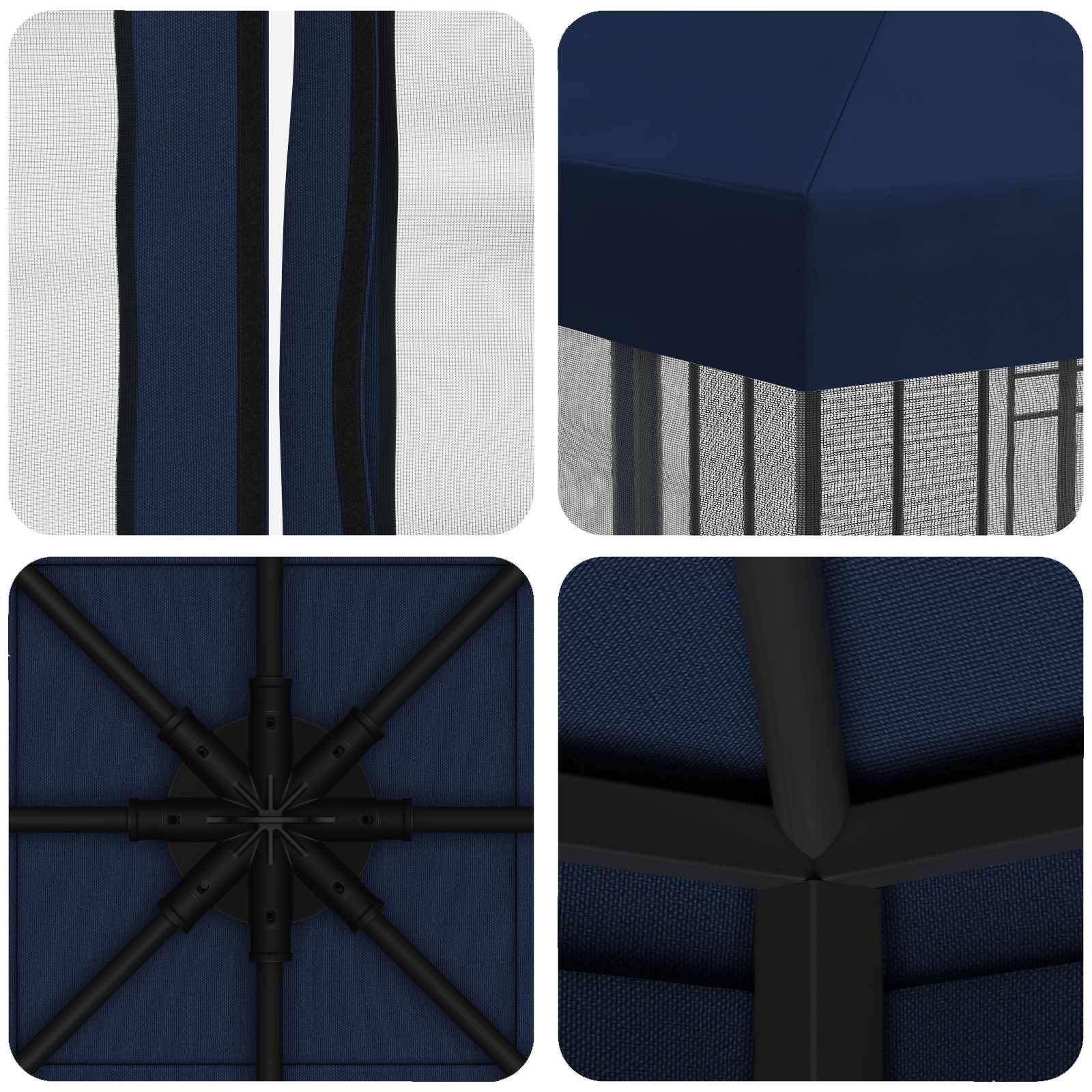 Gazebo da giardino con pareti laterali 3 x 3 m Blu