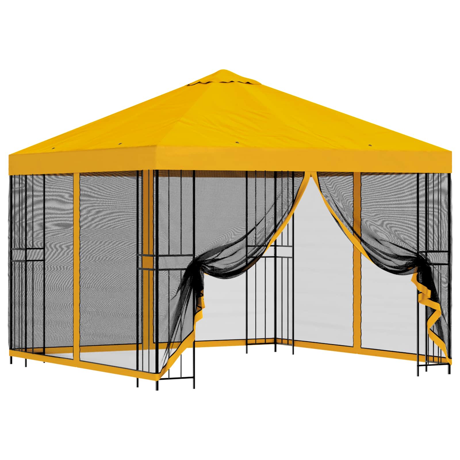Gazebo da giardino con pareti laterali 3 x 3 m Giallo