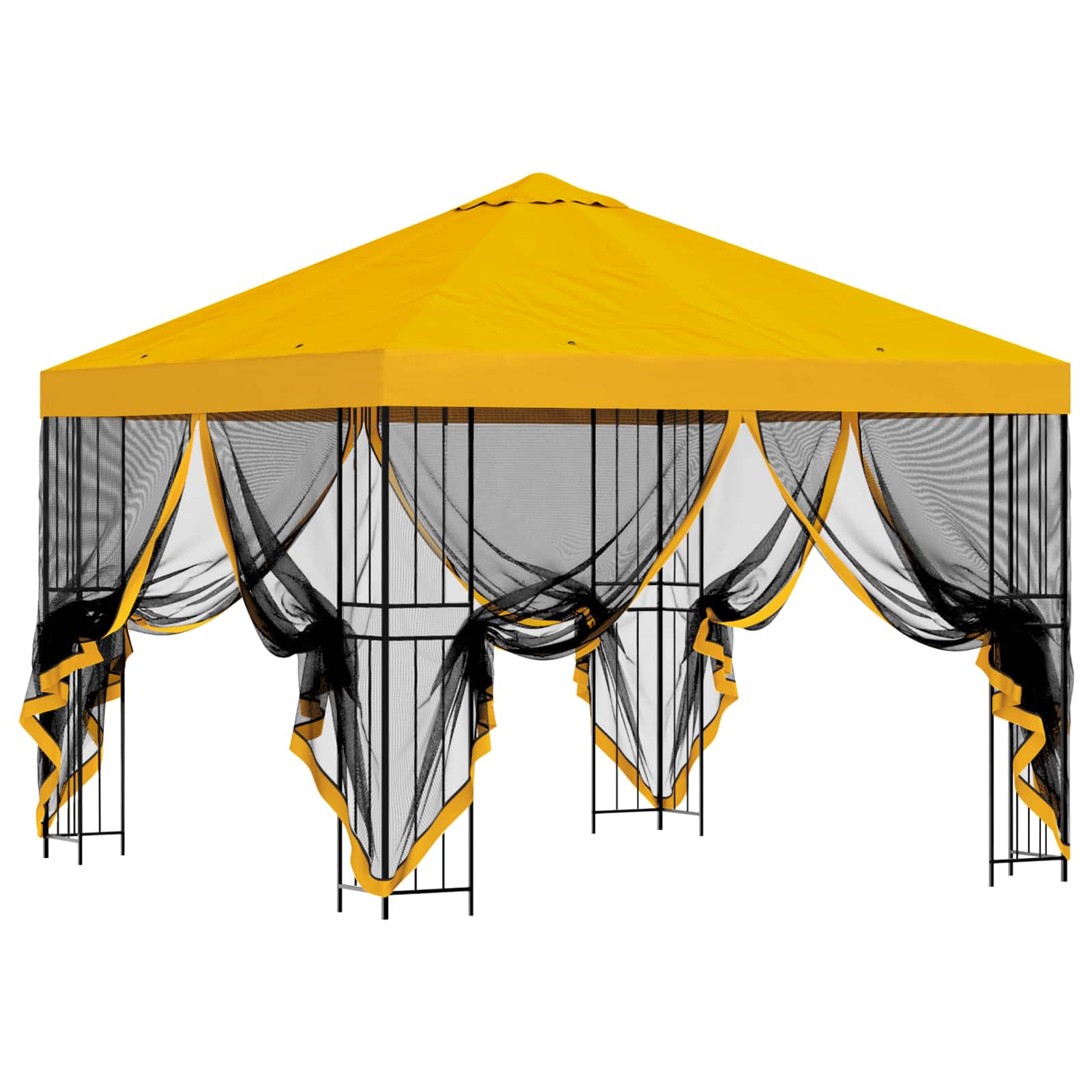 Gazebo da giardino con pareti laterali 3 x 3 m Giallo