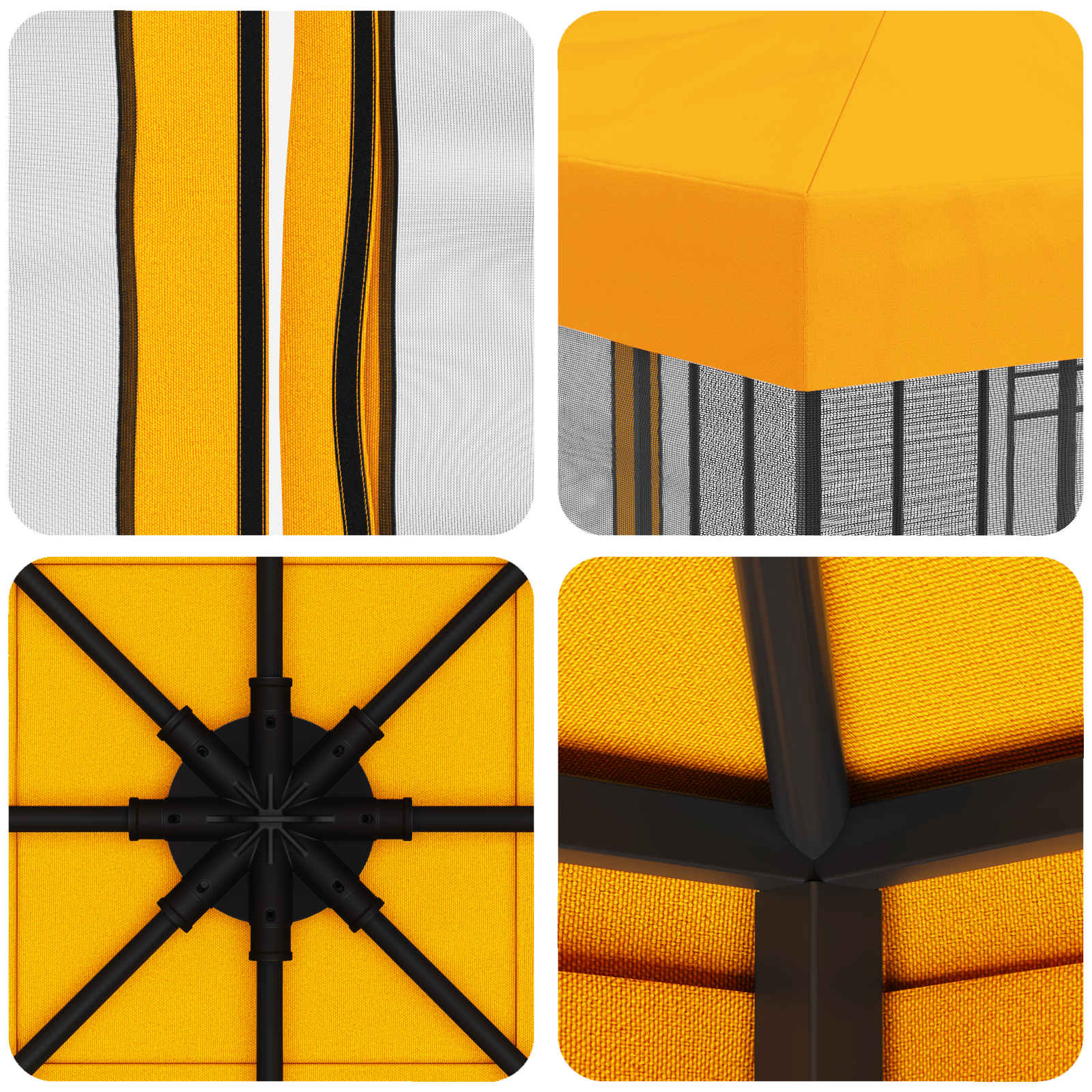 Gazebo da giardino con pareti laterali 3 x 3 m Giallo