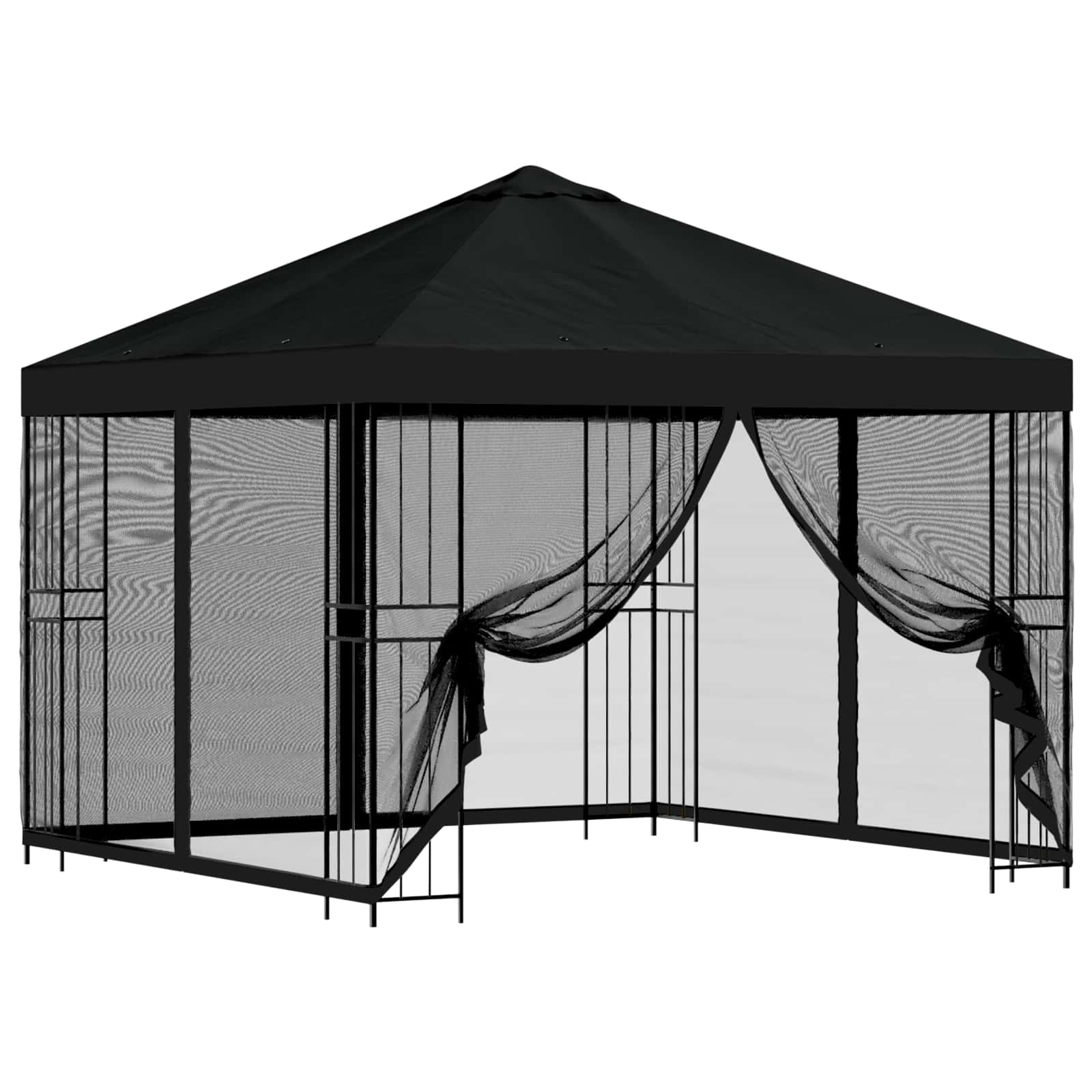 Gazebo da giardino con pareti laterali 3 x 3 m Nero