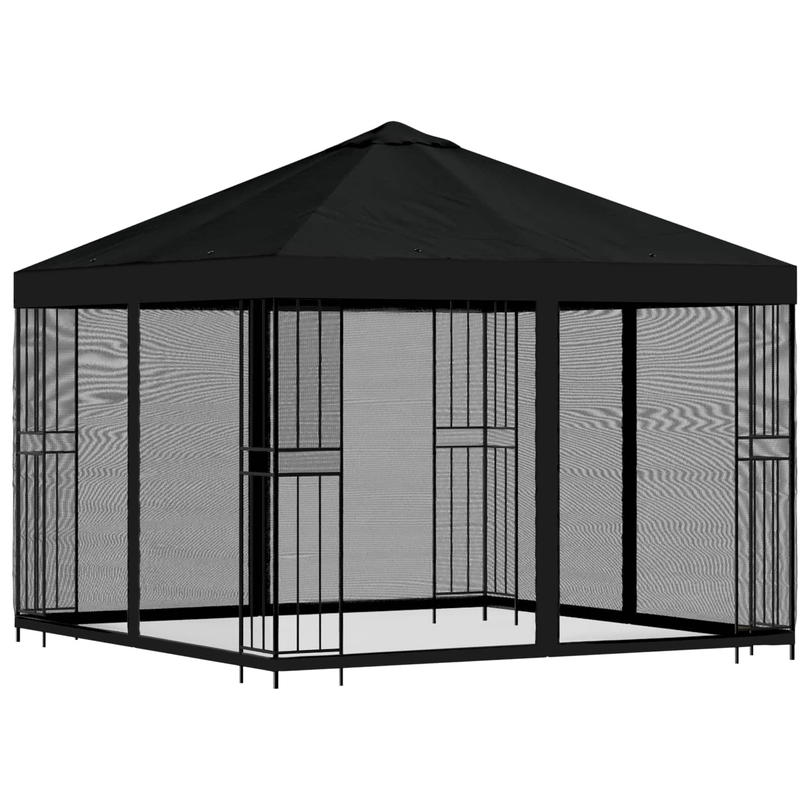 Gazebo da giardino con pareti laterali 3 x 3 m Nero