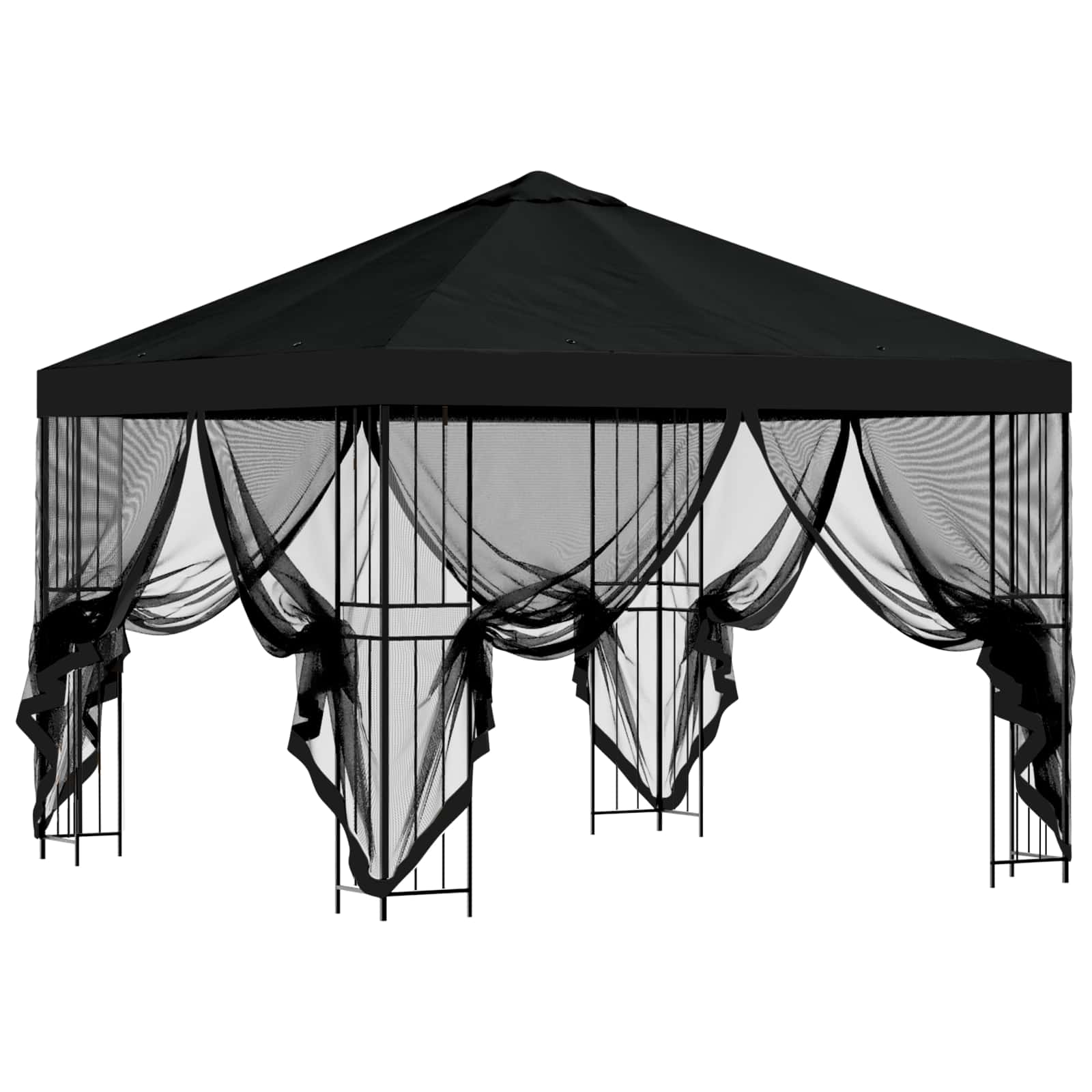 Gazebo da giardino con pareti laterali 3 x 3 m Nero
