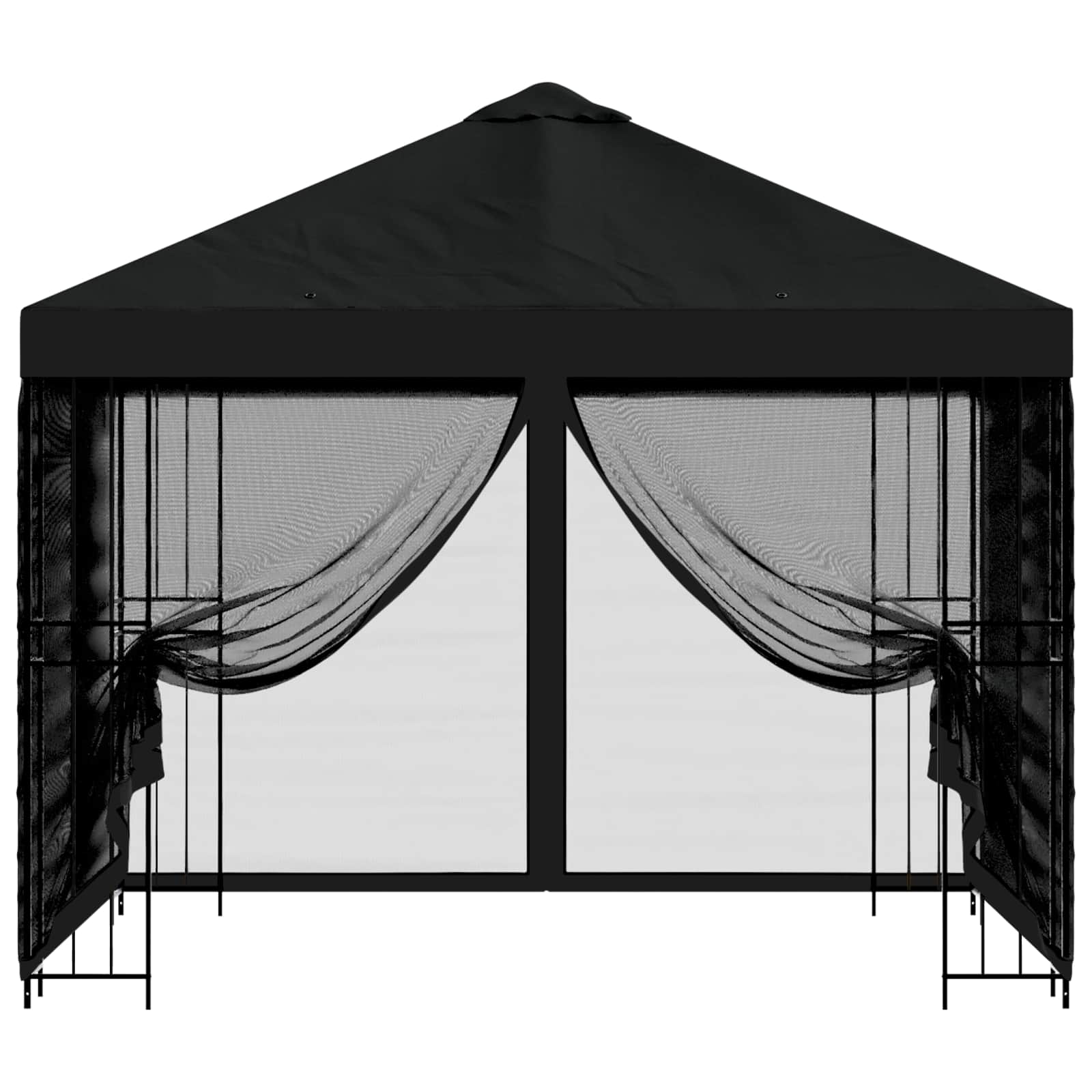 Gazebo da giardino con pareti laterali 3 x 3 m Nero