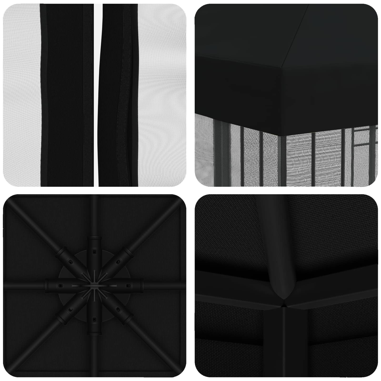 Gazebo da giardino con pareti laterali 3 x 3 m Nero
