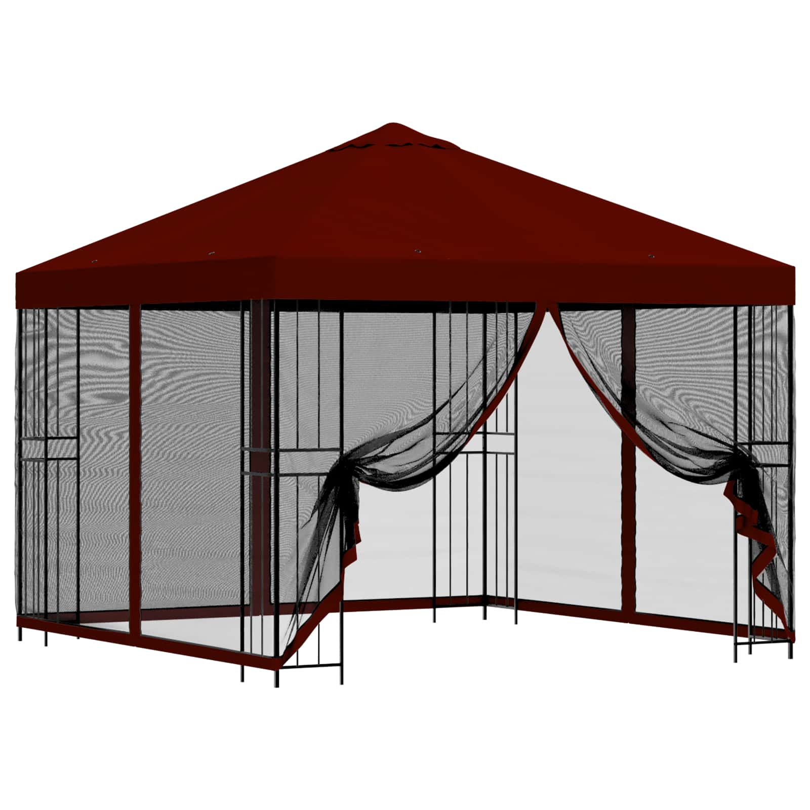 Gazebo da giardino con pareti laterali 3 x 3 m Borgogna