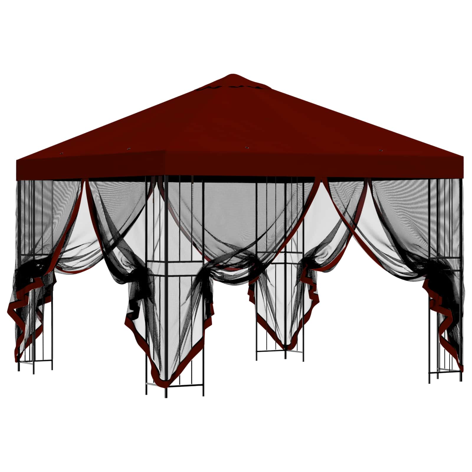 Gazebo da giardino con pareti laterali 3 x 3 m Borgogna