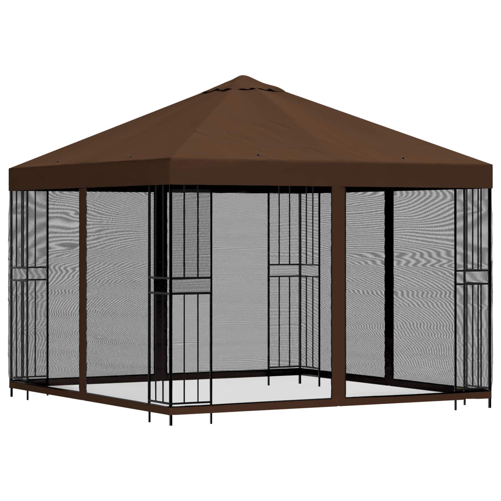 Gazebo da giardino con pareti laterali 3 x 3 m Marrone
