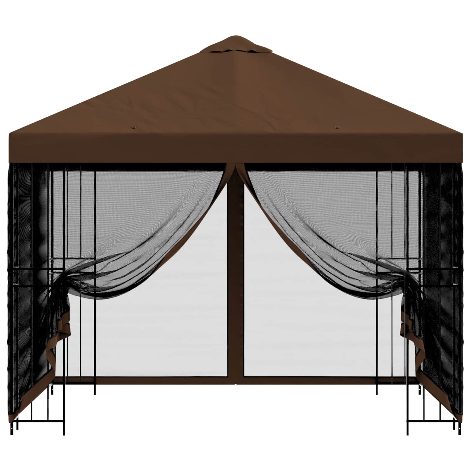 Gazebo da giardino con pareti laterali 3 x 3 m Marrone