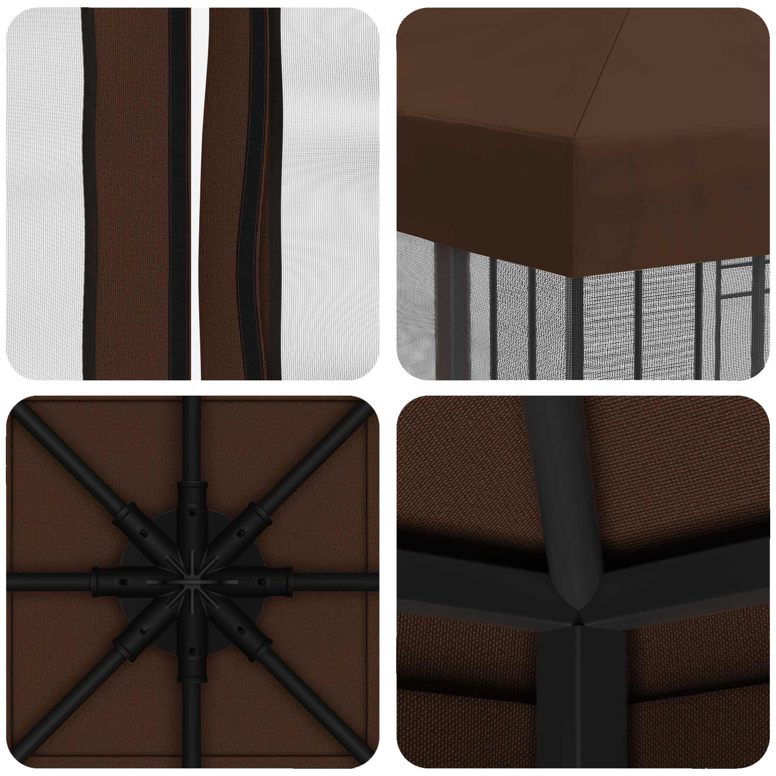 Gazebo da giardino con pareti laterali 3 x 3 m Marrone