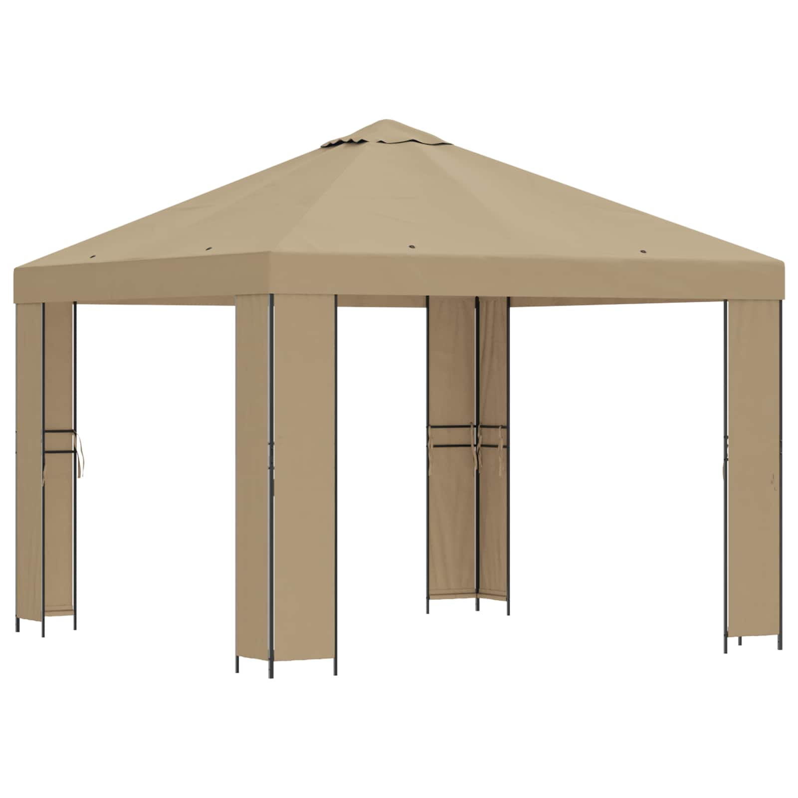 Gazebo 3 x 3 m Beige Poliestere e Acciaio 190 gsm