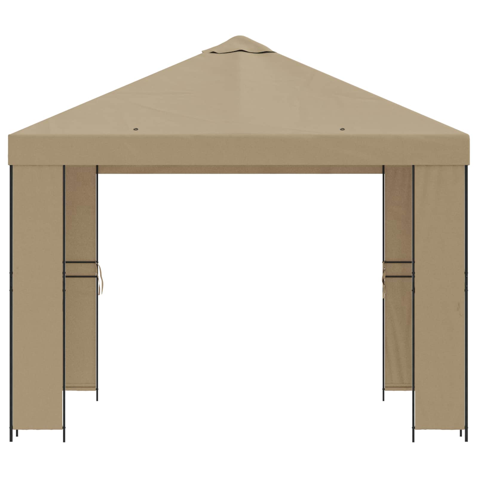 Gazebo 3 x 3 m Beige Poliestere e Acciaio 190 gsm