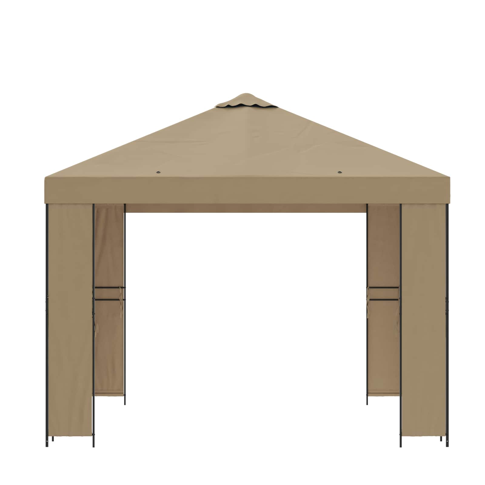 Gazebo 3 x 3 m Beige Poliestere e Acciaio 190 gsm
