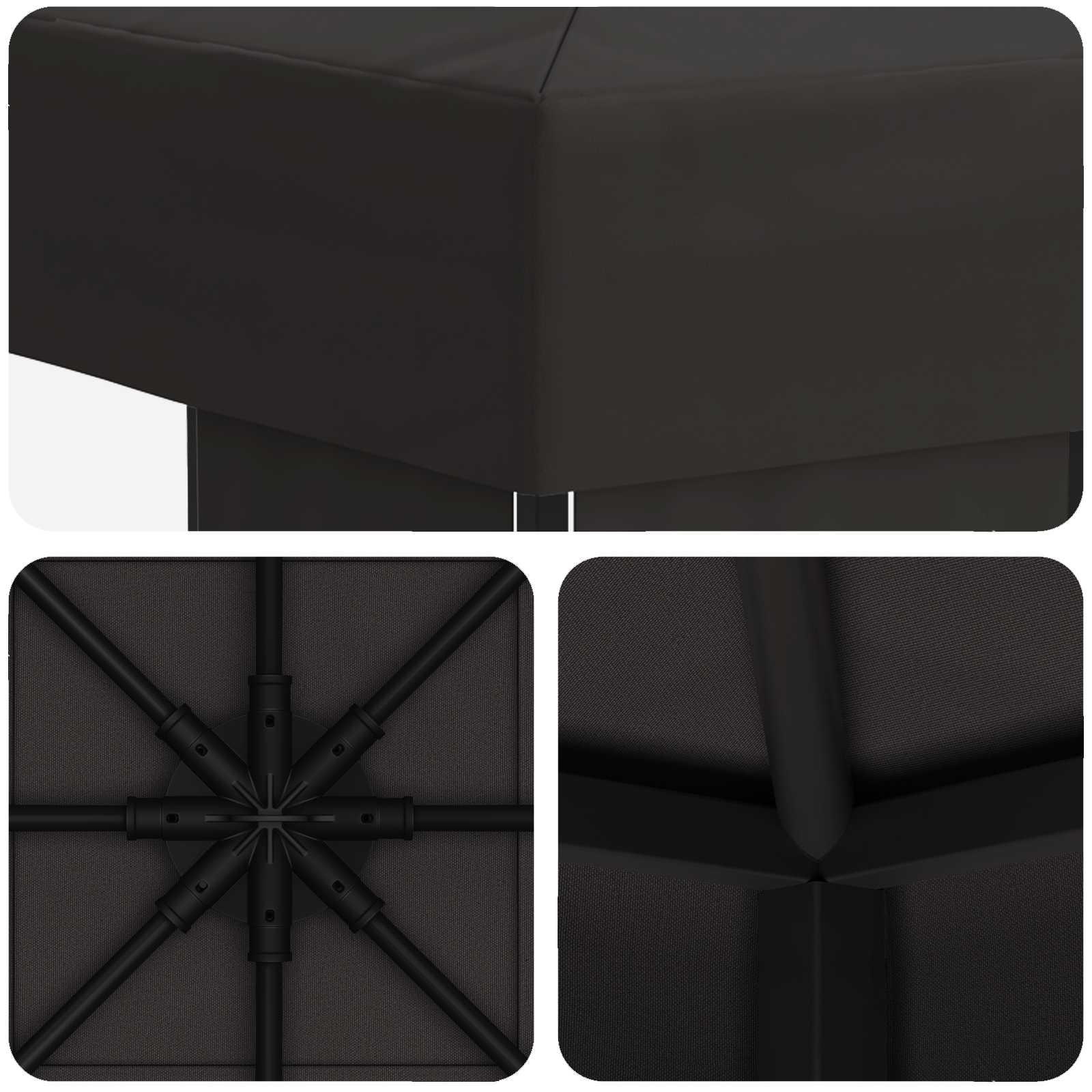 Gazebo 3 x 3 m Antracite Poliestere e Acciaio 190 gsm