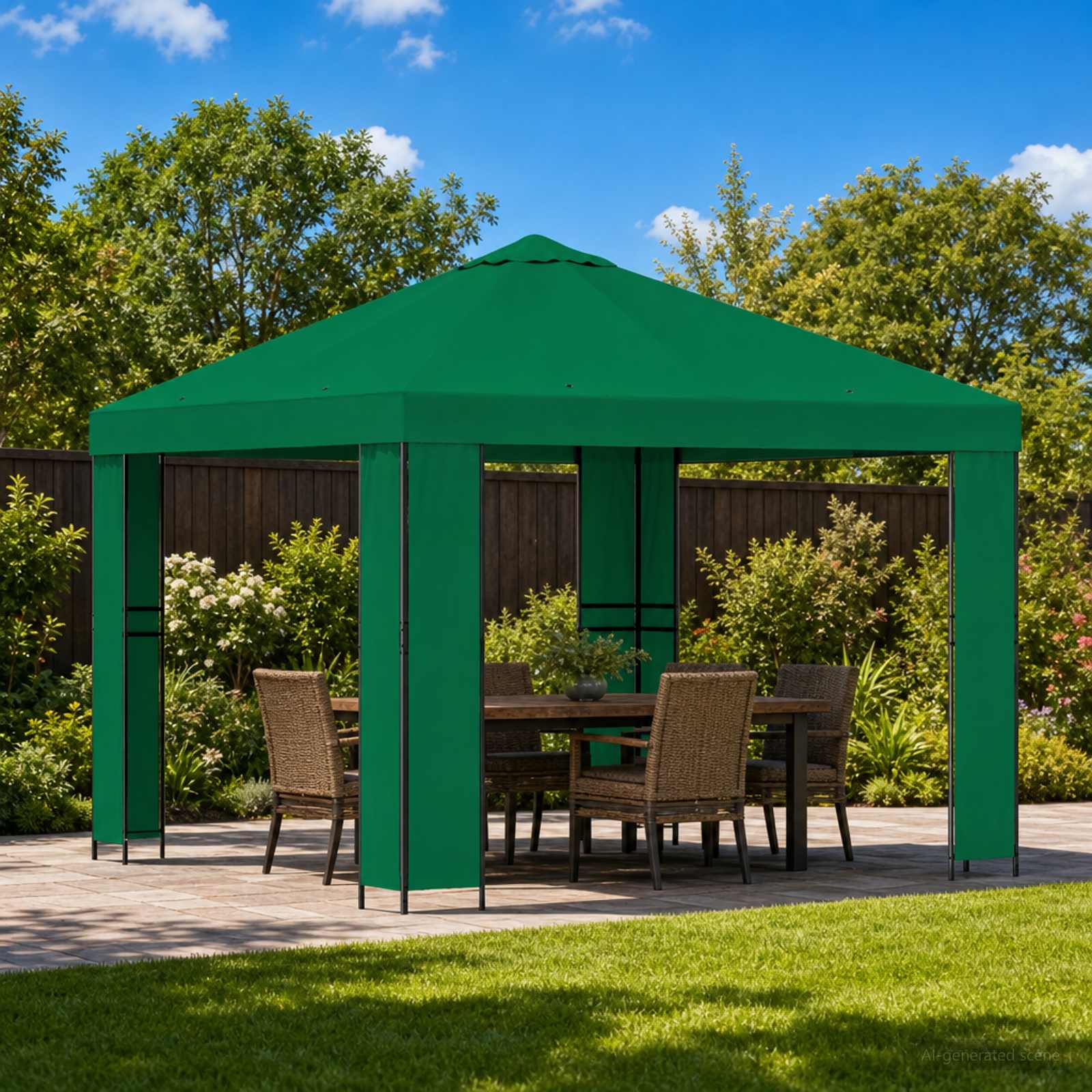 Gazebo 3 x 3 m Verde Poliestere e Acciaio 190 gsm