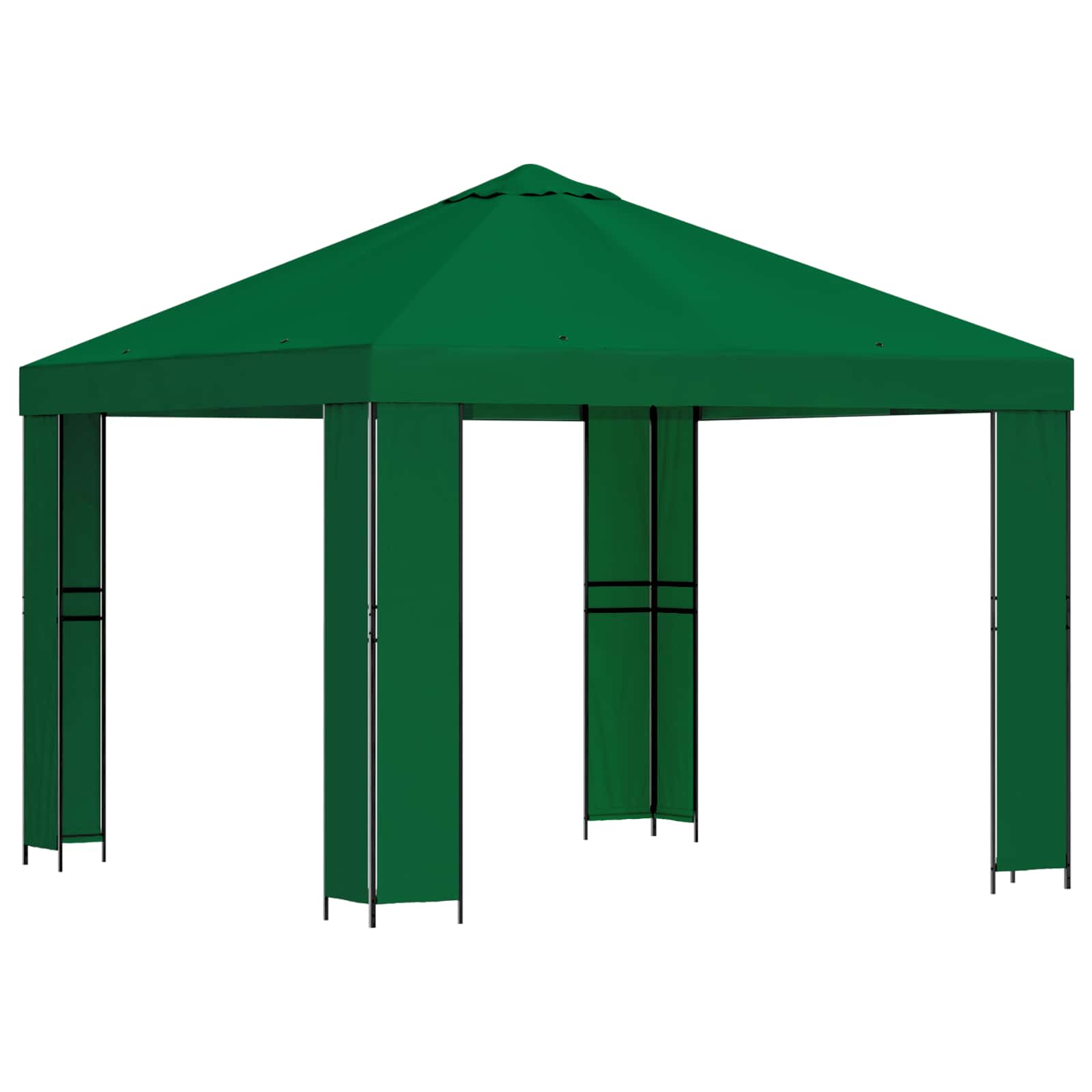 Gazebo 3 x 3 m Verde Poliestere e Acciaio 190 gsm