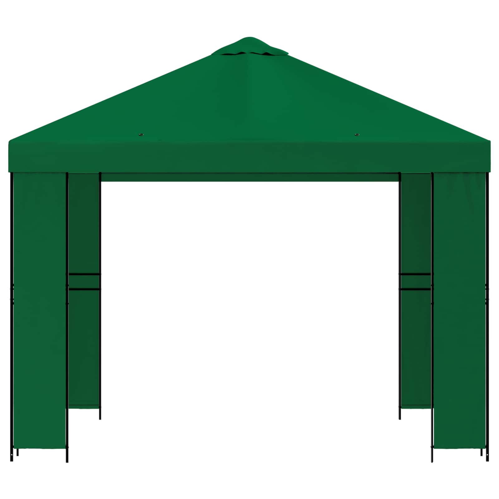 Gazebo 3 x 3 m Verde Poliestere e Acciaio 190 gsm