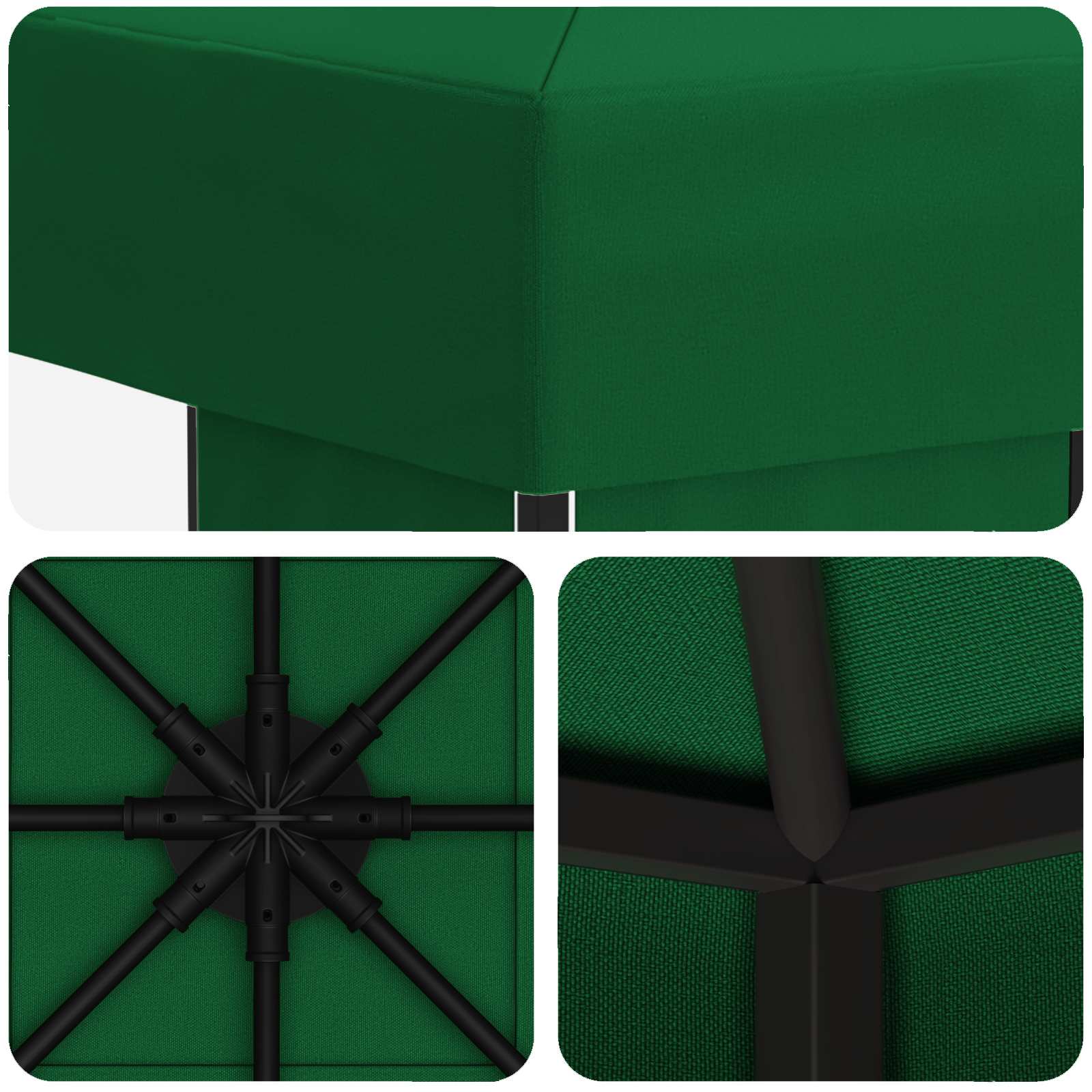 Gazebo 3 x 3 m Verde Poliestere e Acciaio 190 gsm