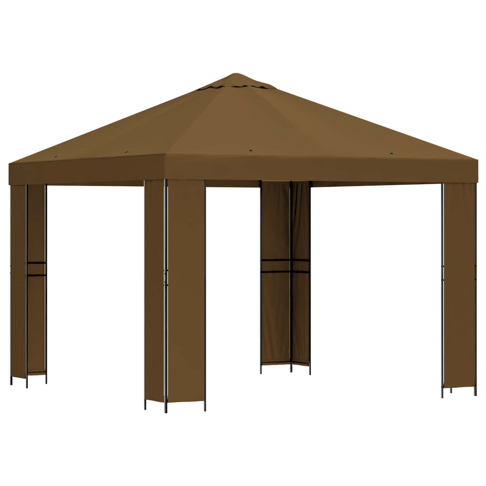Gazebo 3 x 3 m Tortora Poliestere e Acciaio 190 gsm