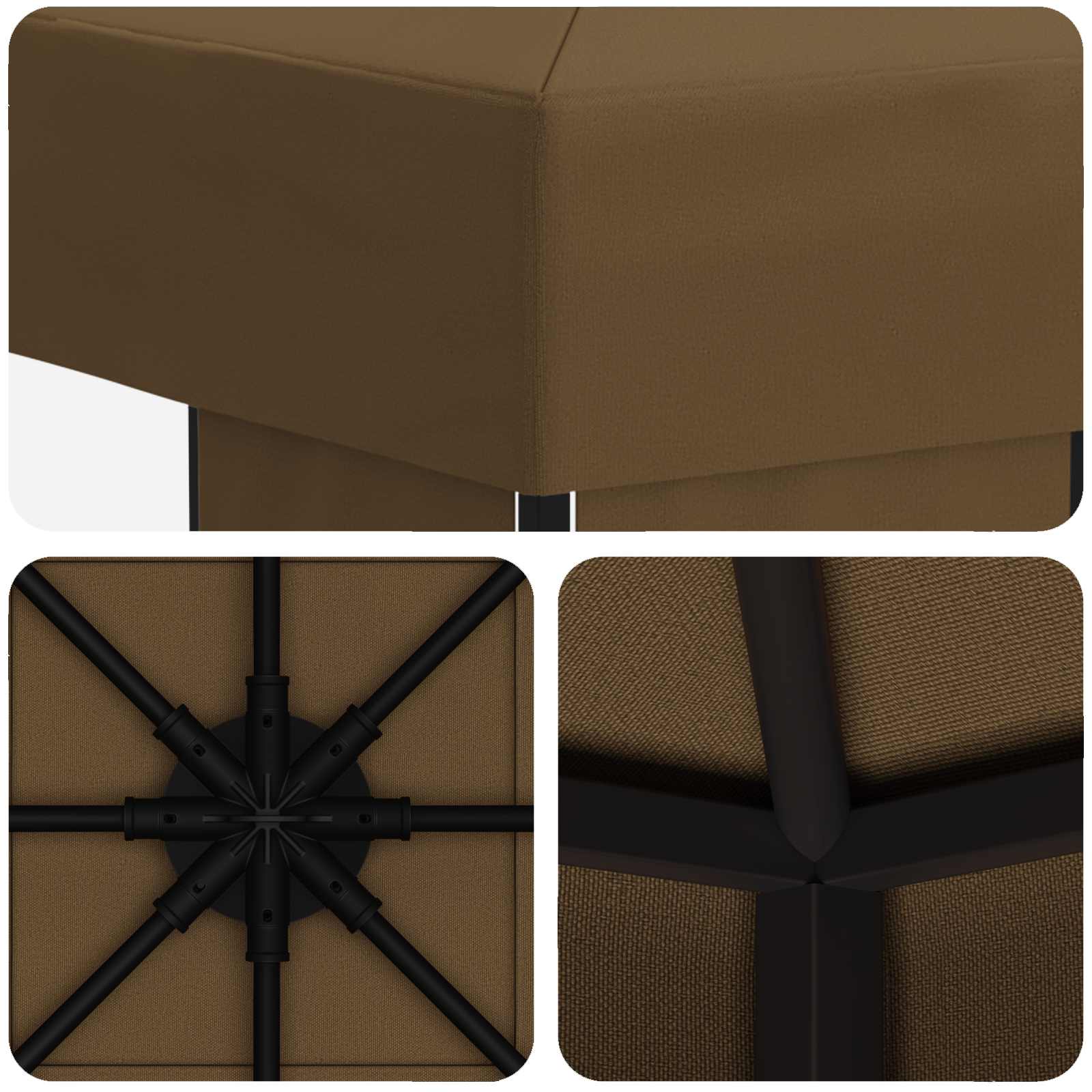 Gazebo 3 x 3 m Tortora Poliestere e Acciaio 190 gsm
