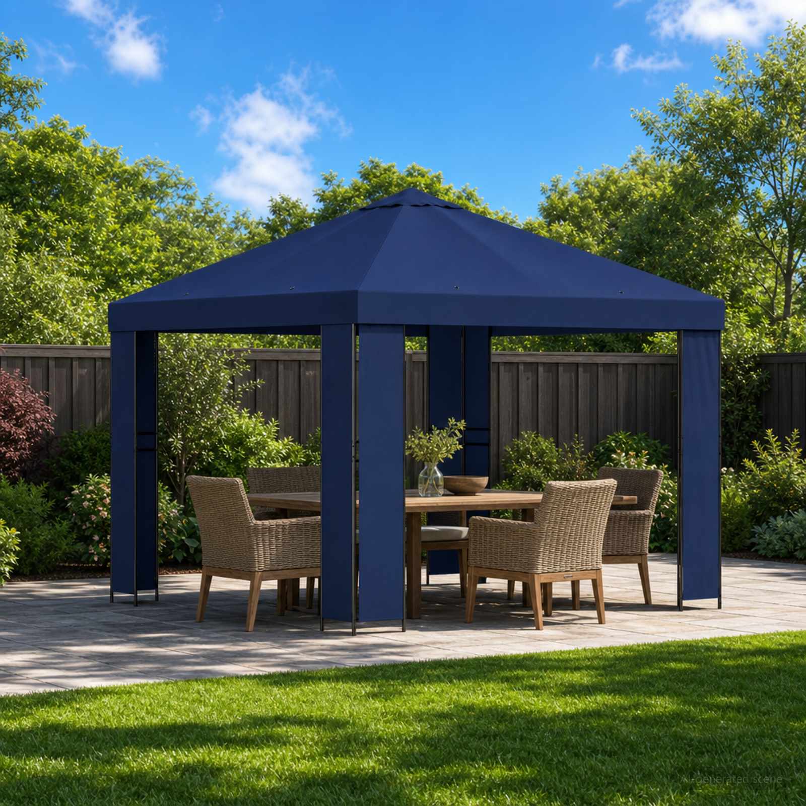 Gazebo 3 x 3 m Blu Poliestere e Acciaio 190 gsm