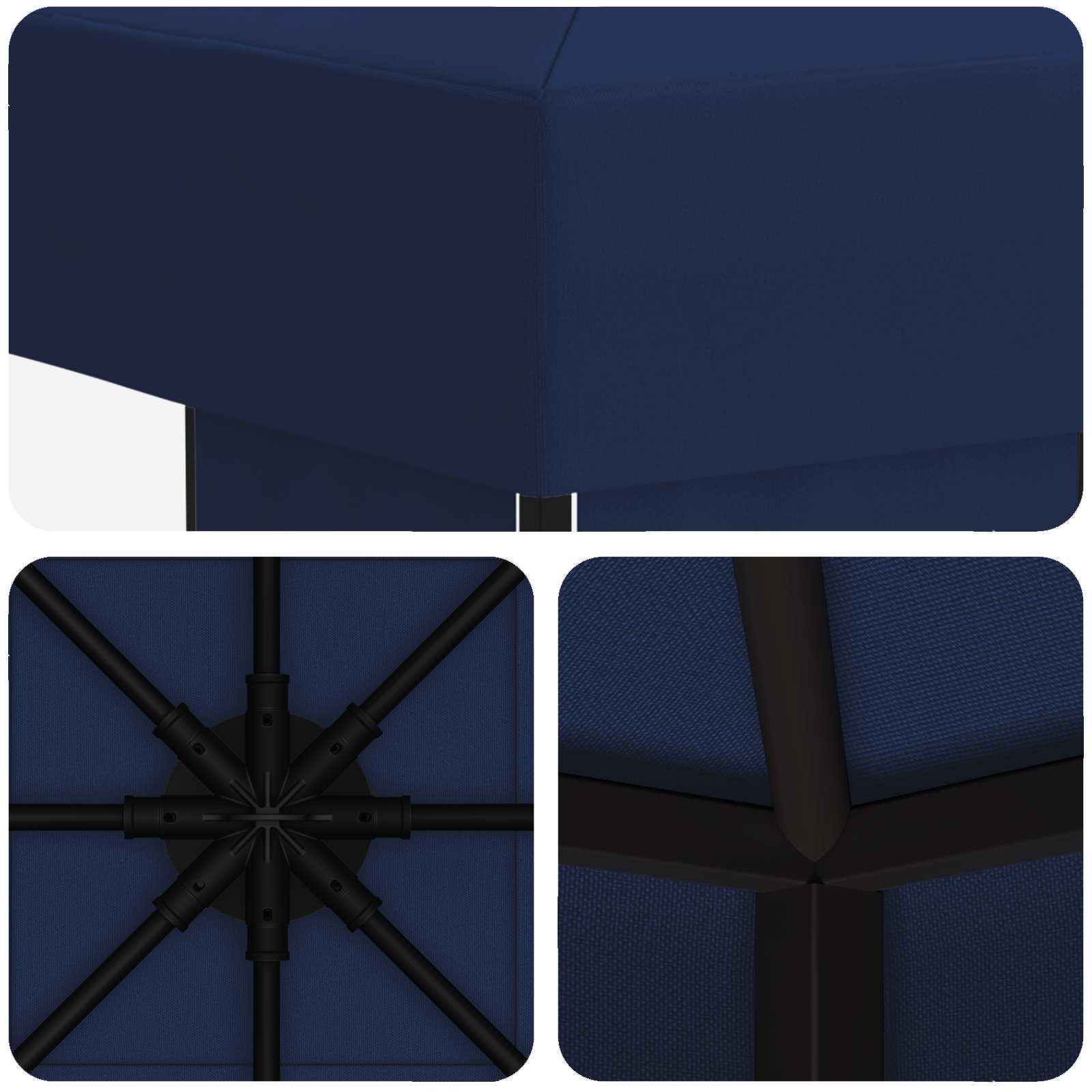 Gazebo 3 x 3 m Blu Poliestere e Acciaio 190 gsm
