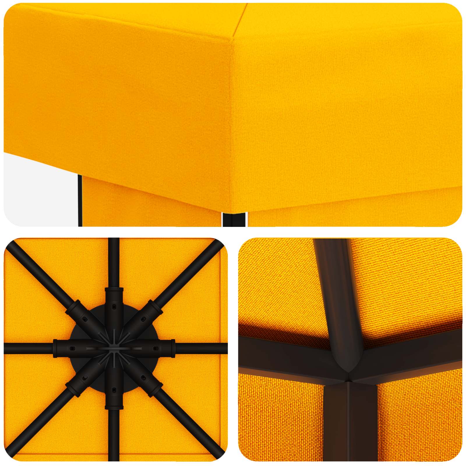 Gazebo 3 x 3 m Giallo Poliestere e Acciaio 190 gsm