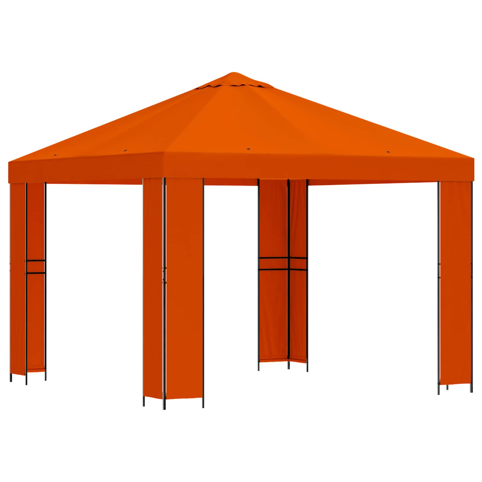 Gazebo 3 x 3 m Arancione Poliestere e Acciaio 190 gsm