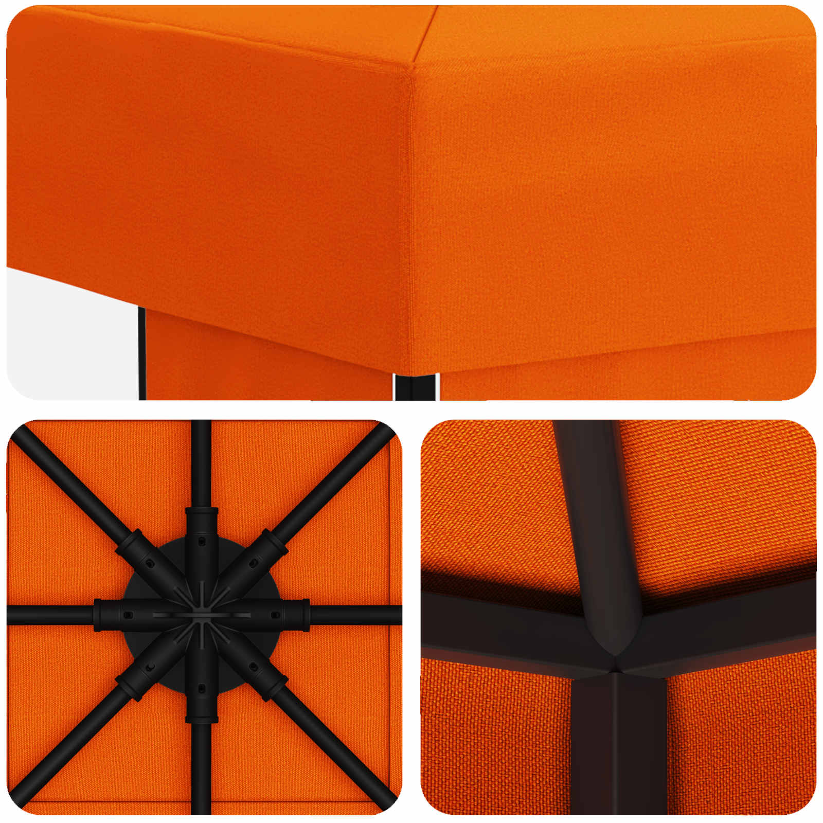Gazebo 3 x 3 m Arancione Poliestere e Acciaio 190 gsm