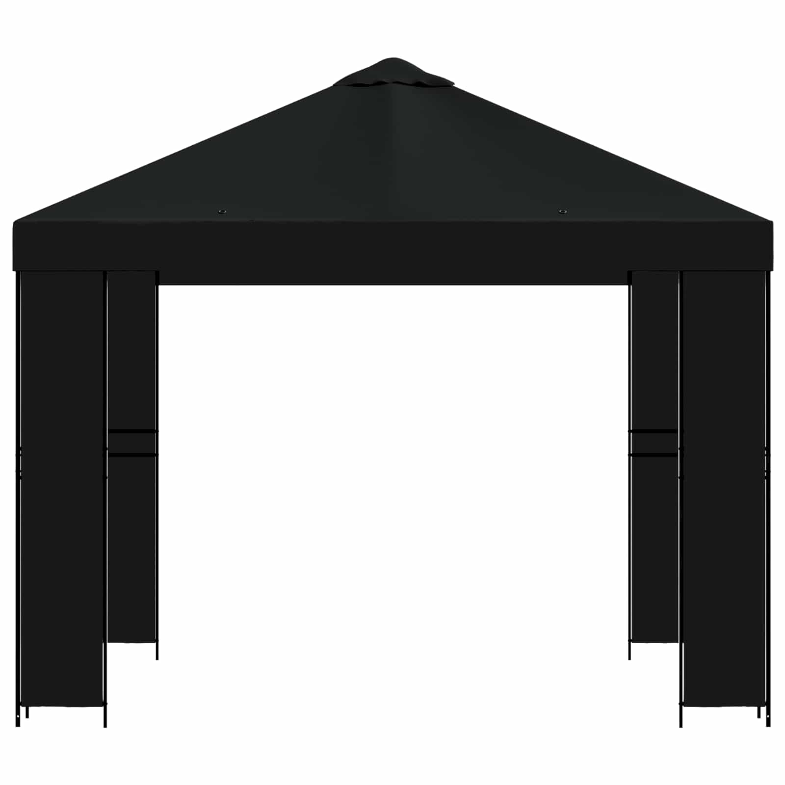 Gazebo 3 x 3 m Nero Poliestere e Acciaio 190 gsm