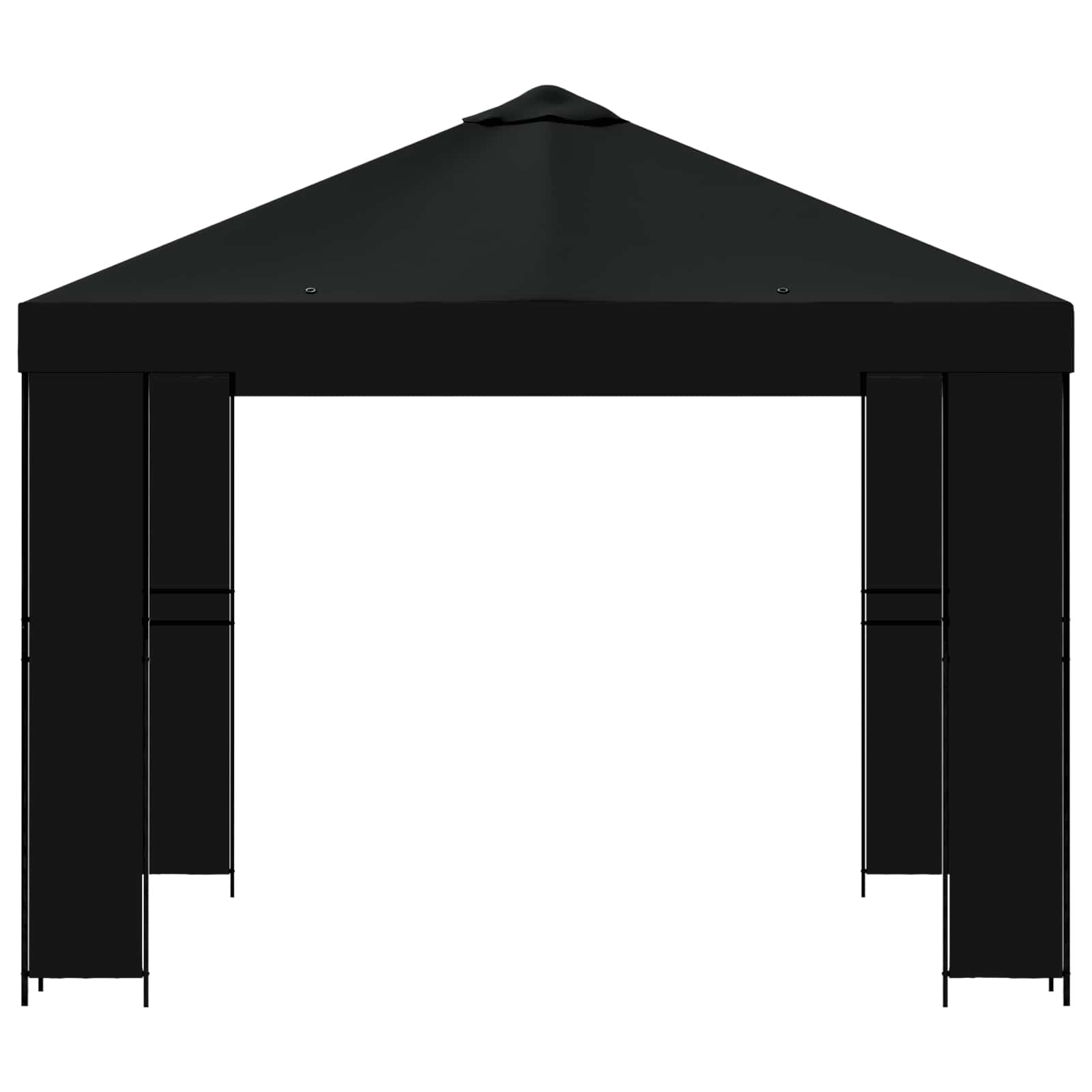 Gazebo 3 x 3 m Nero Poliestere e Acciaio 190 gsm