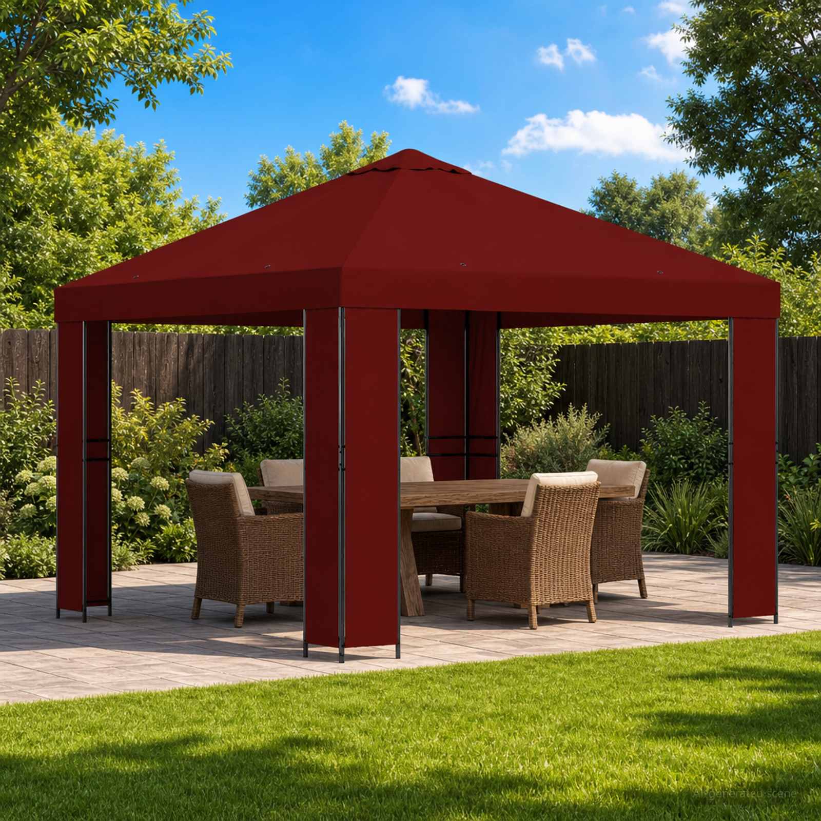 Gazebo 3 x 3 m Borgogna Poliestere e Acciaio 190 gsm