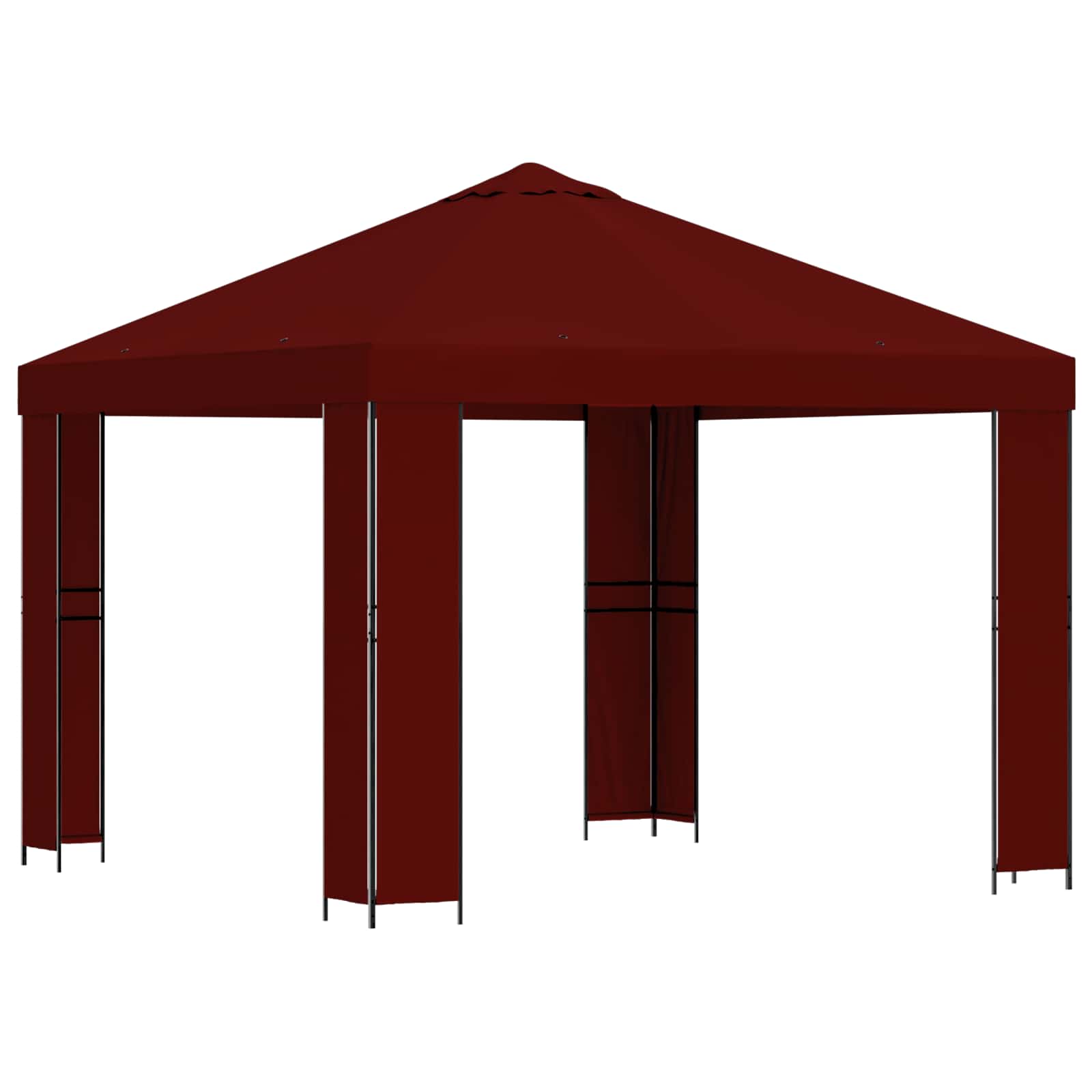 Gazebo 3 x 3 m Borgogna Poliestere e Acciaio 190 gsm