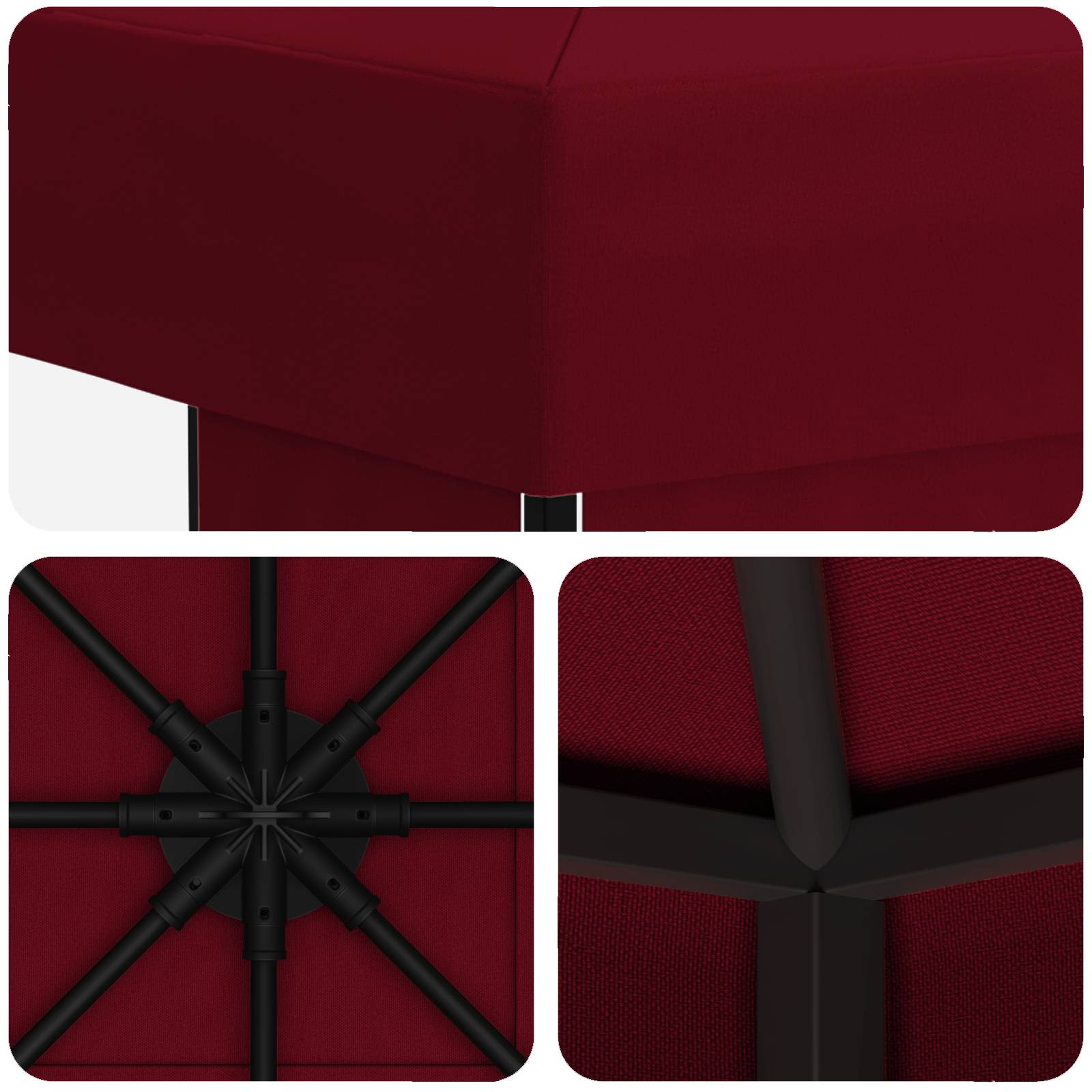 Gazebo 3 x 3 m Borgogna Poliestere e Acciaio 190 gsm