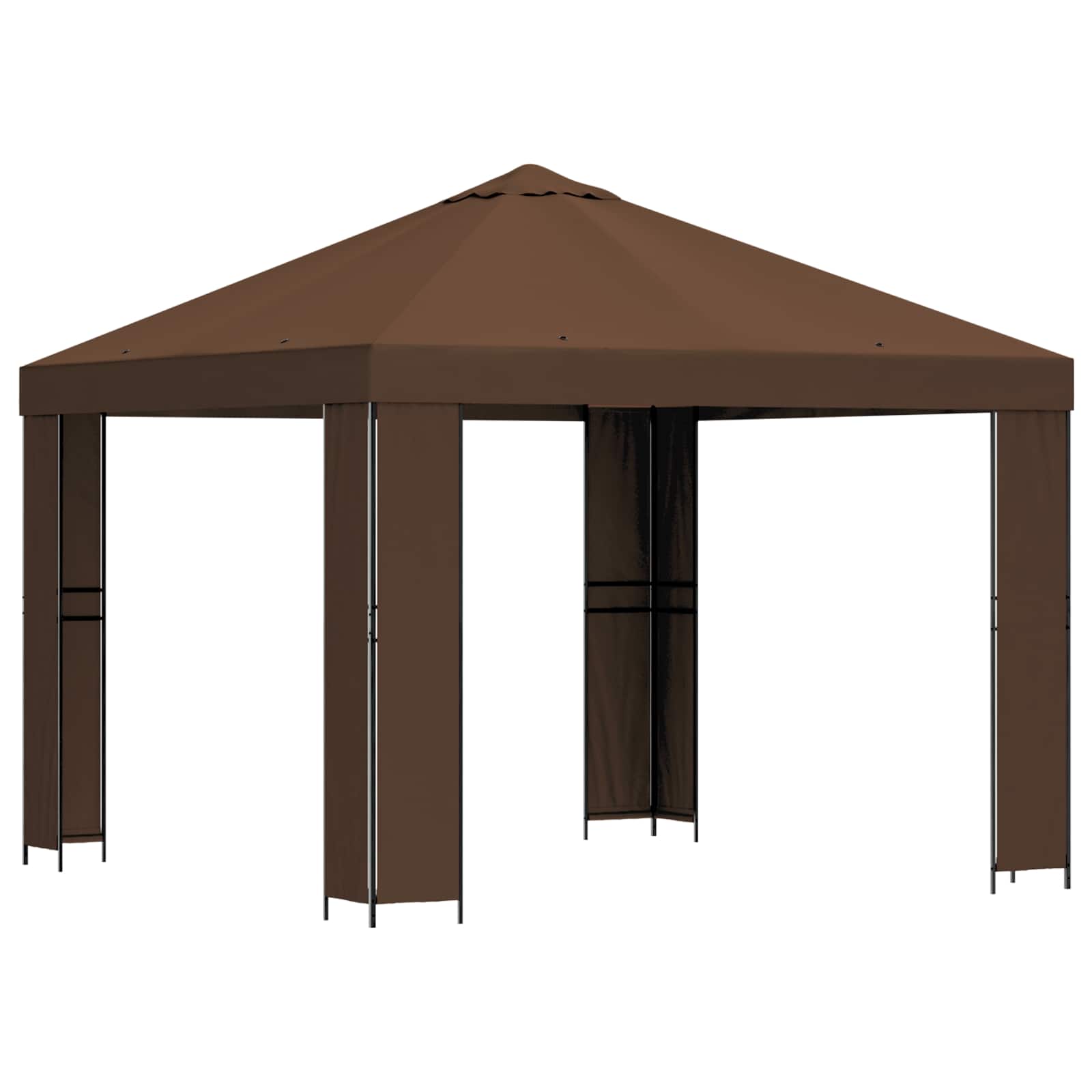 Gazebo 3 x 3 m Marrone Poliestere e Acciaio 190 gsm