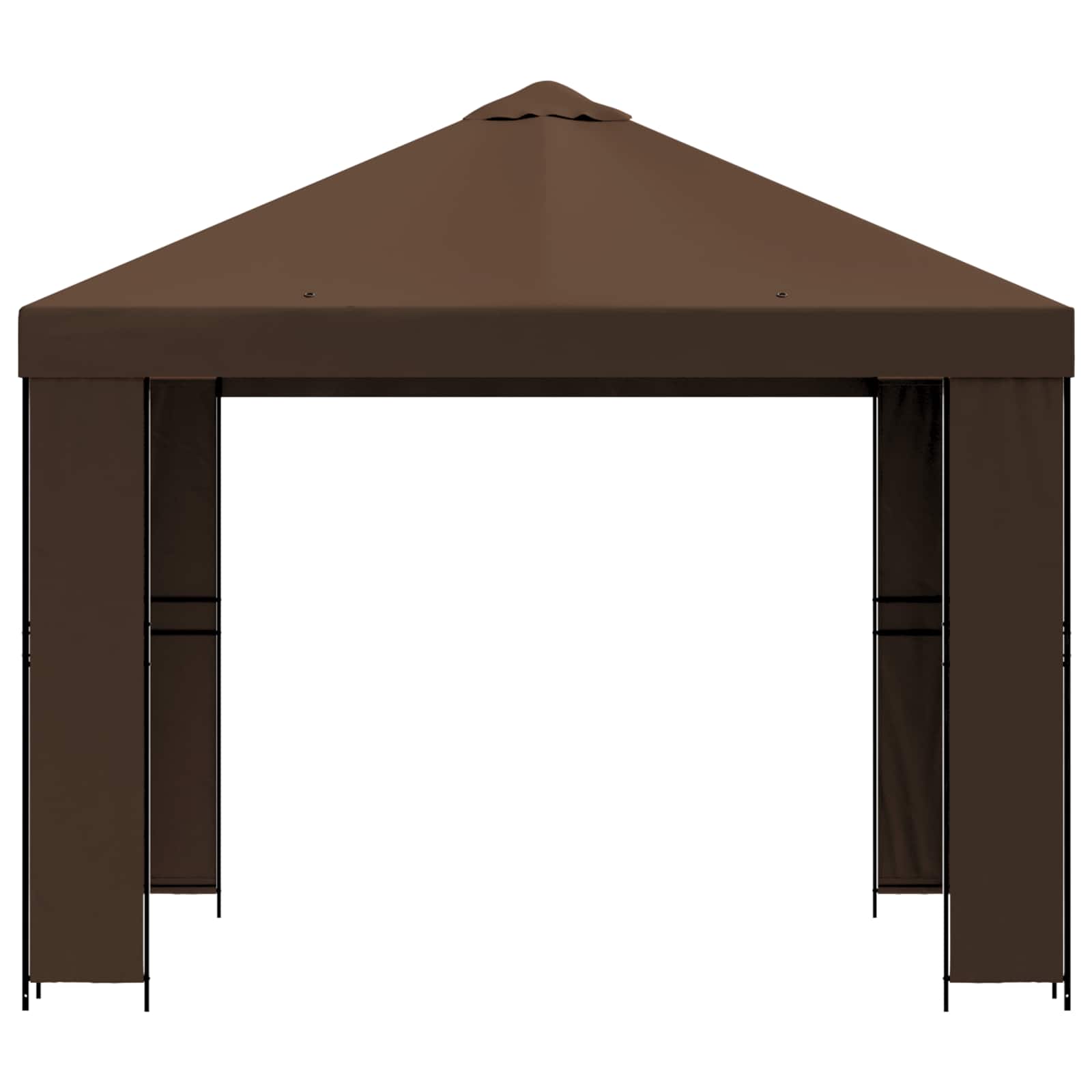 Gazebo 3 x 3 m Marrone Poliestere e Acciaio 190 gsm