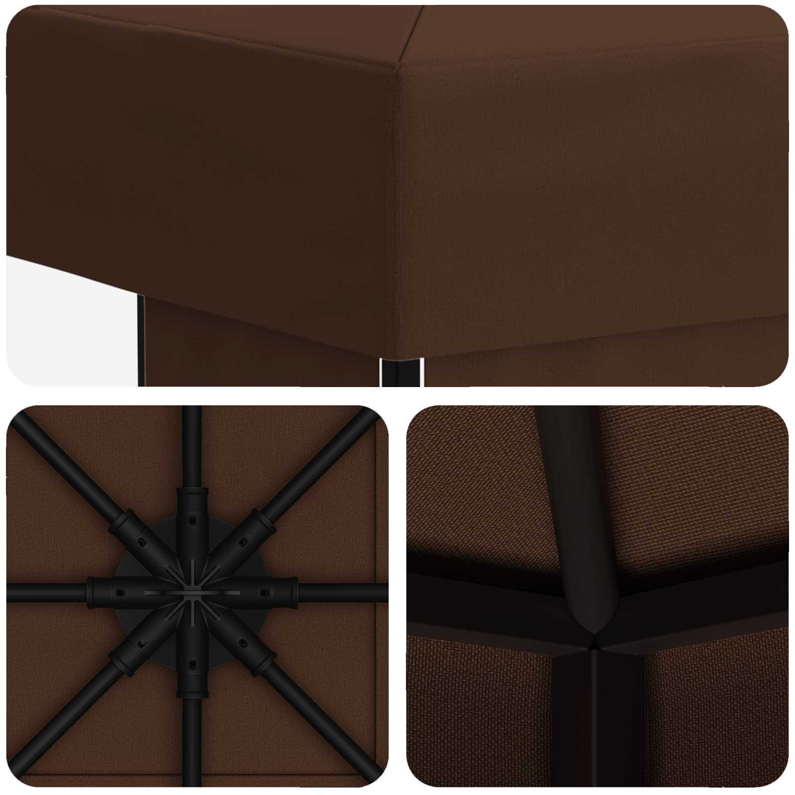 Gazebo 3 x 3 m Marrone Poliestere e Acciaio 190 gsm