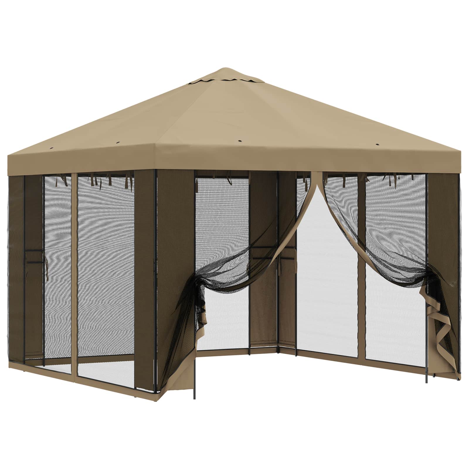 Gazebo da giardino con pareti laterali 3 x 3 m Beige