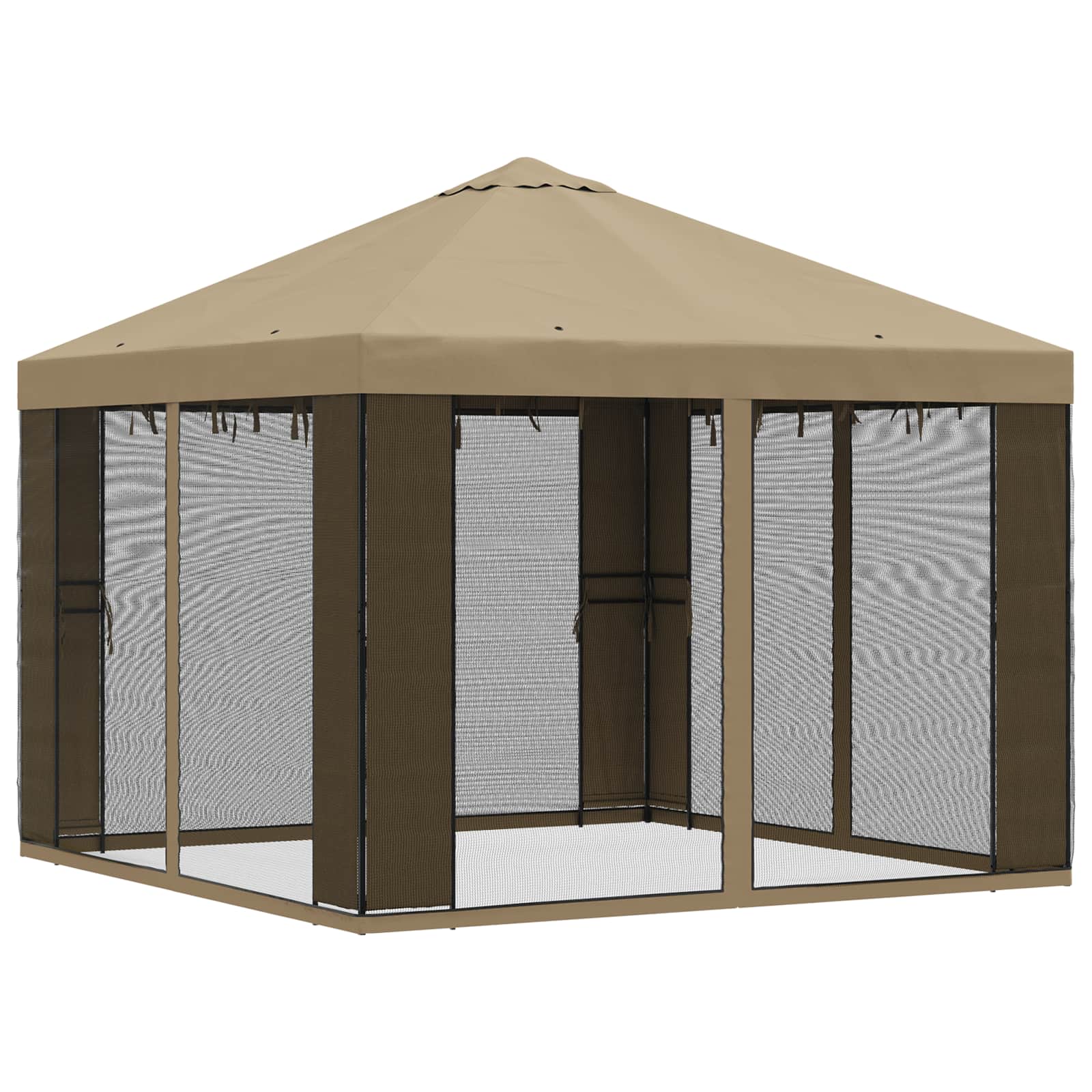 Gazebo da giardino con pareti laterali 3 x 3 m Beige