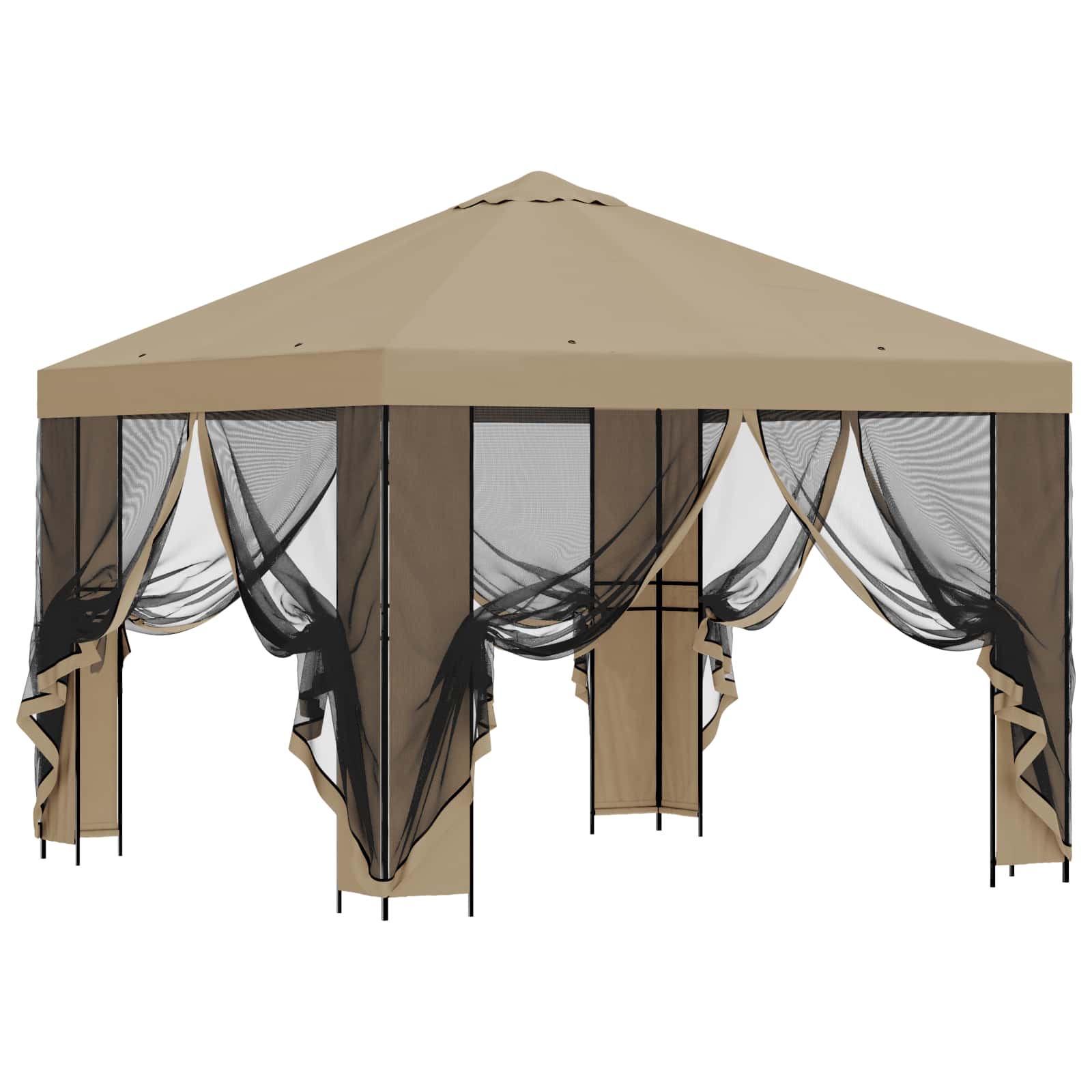 Gazebo da giardino con pareti laterali 3 x 3 m Beige